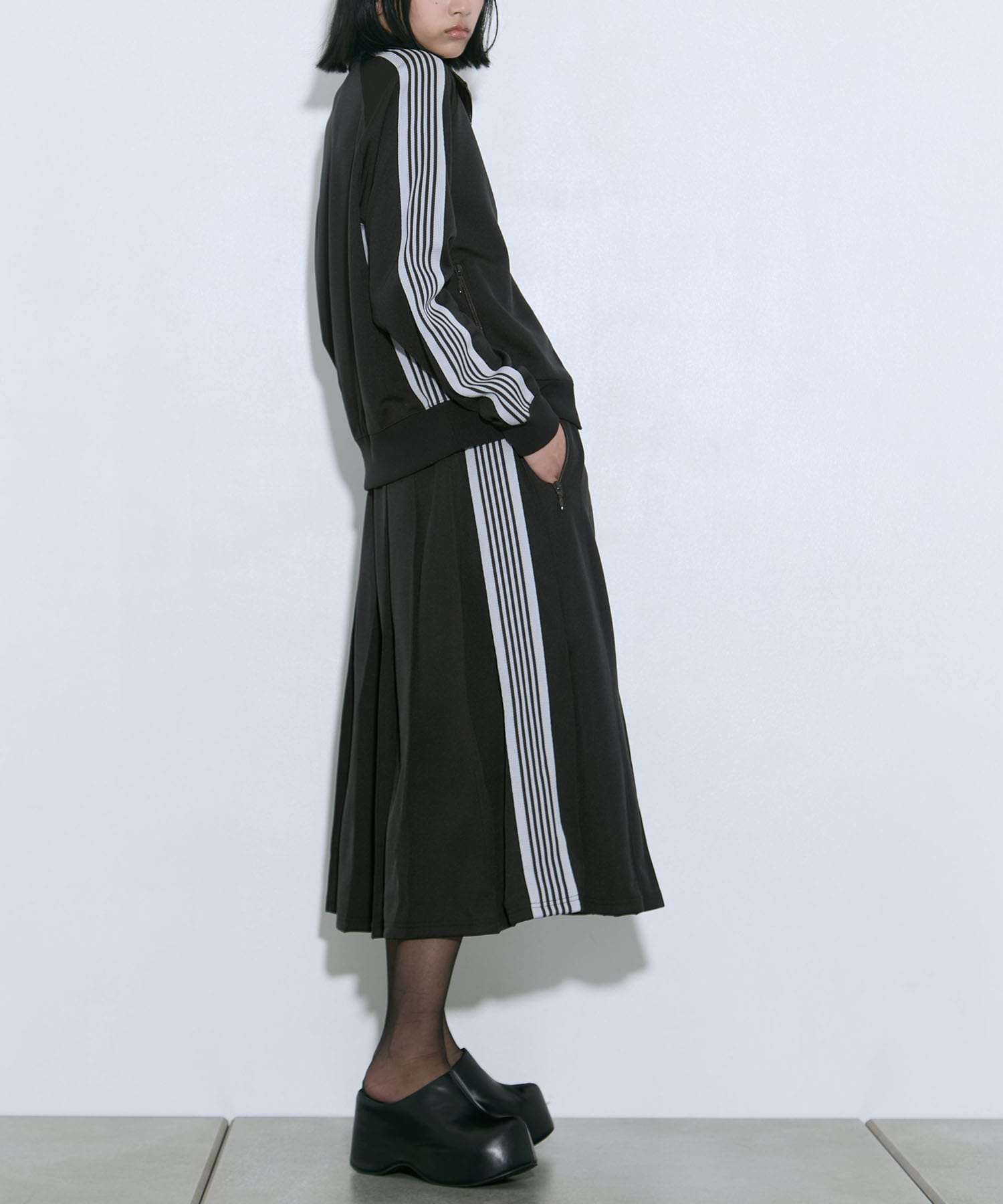 Pleated Track Skirt - Poly Smooth