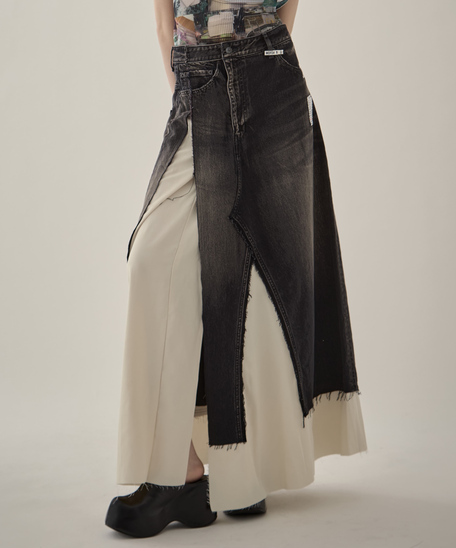 DENIM PANTS COMBINED SKIRT