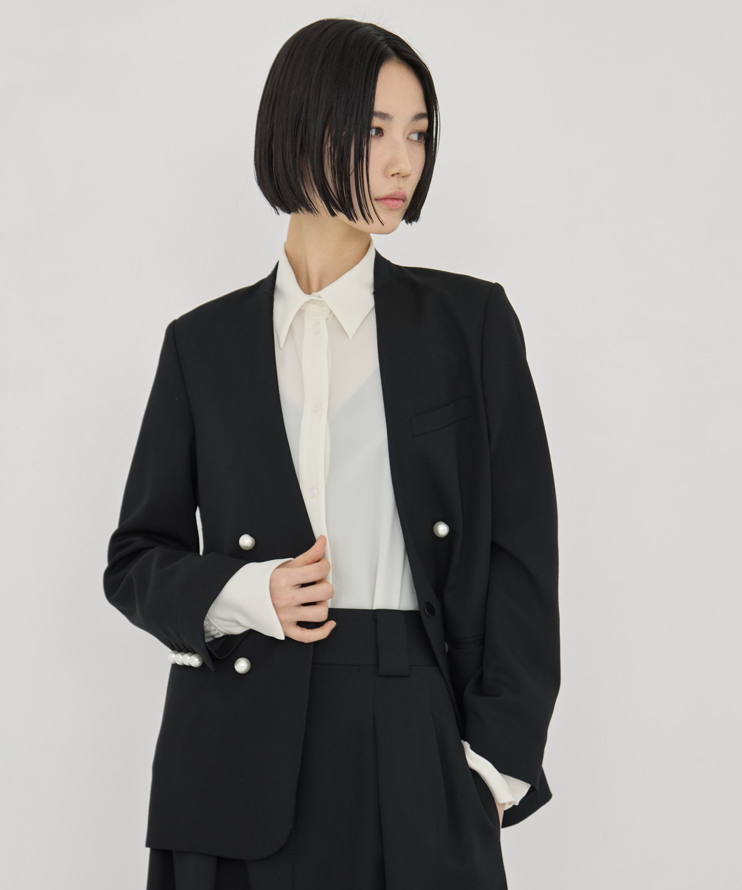 BLACK FORMAL NO COLLAR JACKET