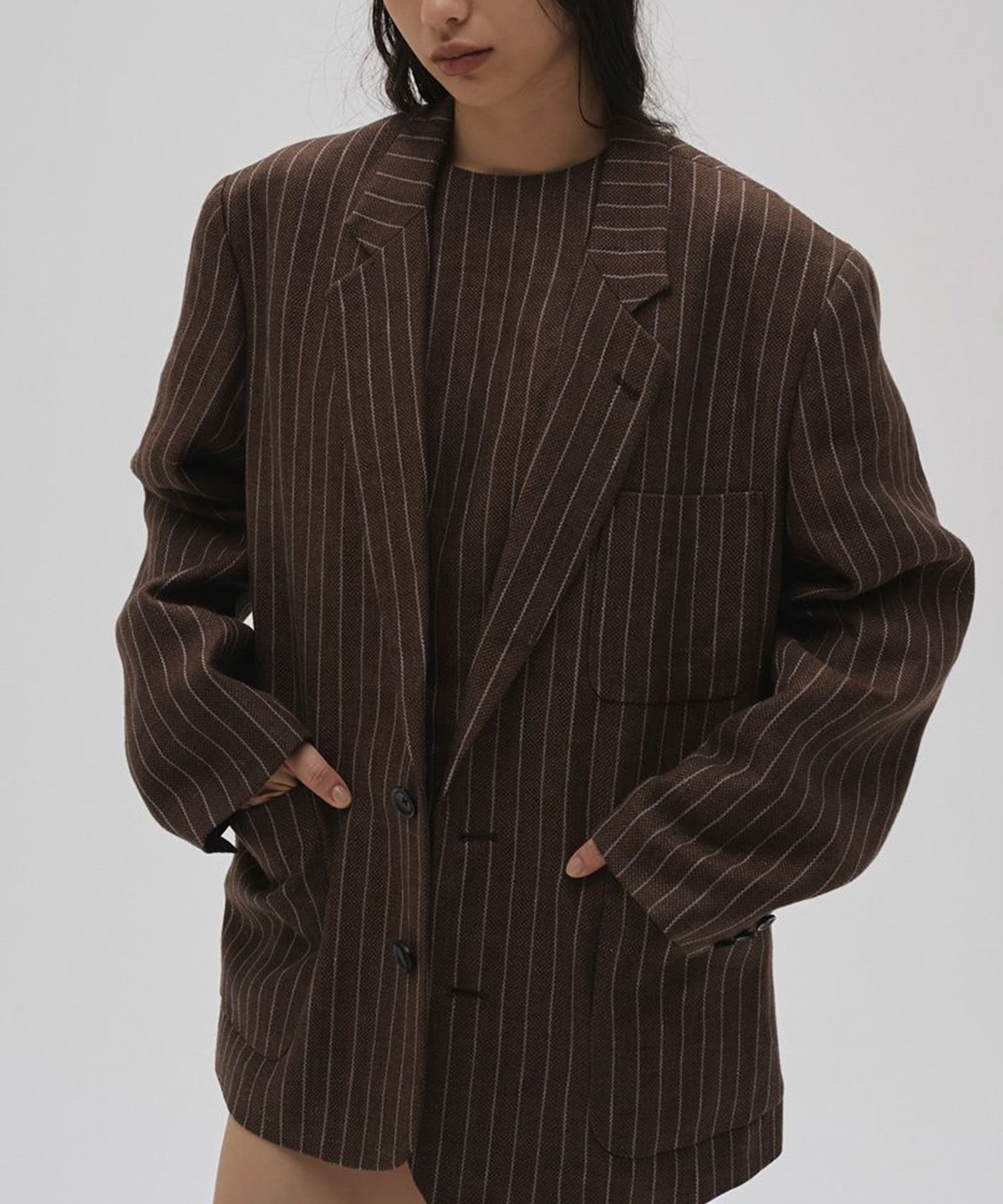 Boyfriend Stripe Linen Jacket