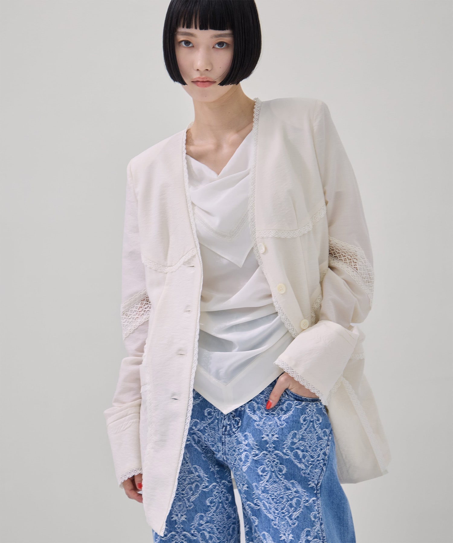 別注 LACE-PANELED JACKET