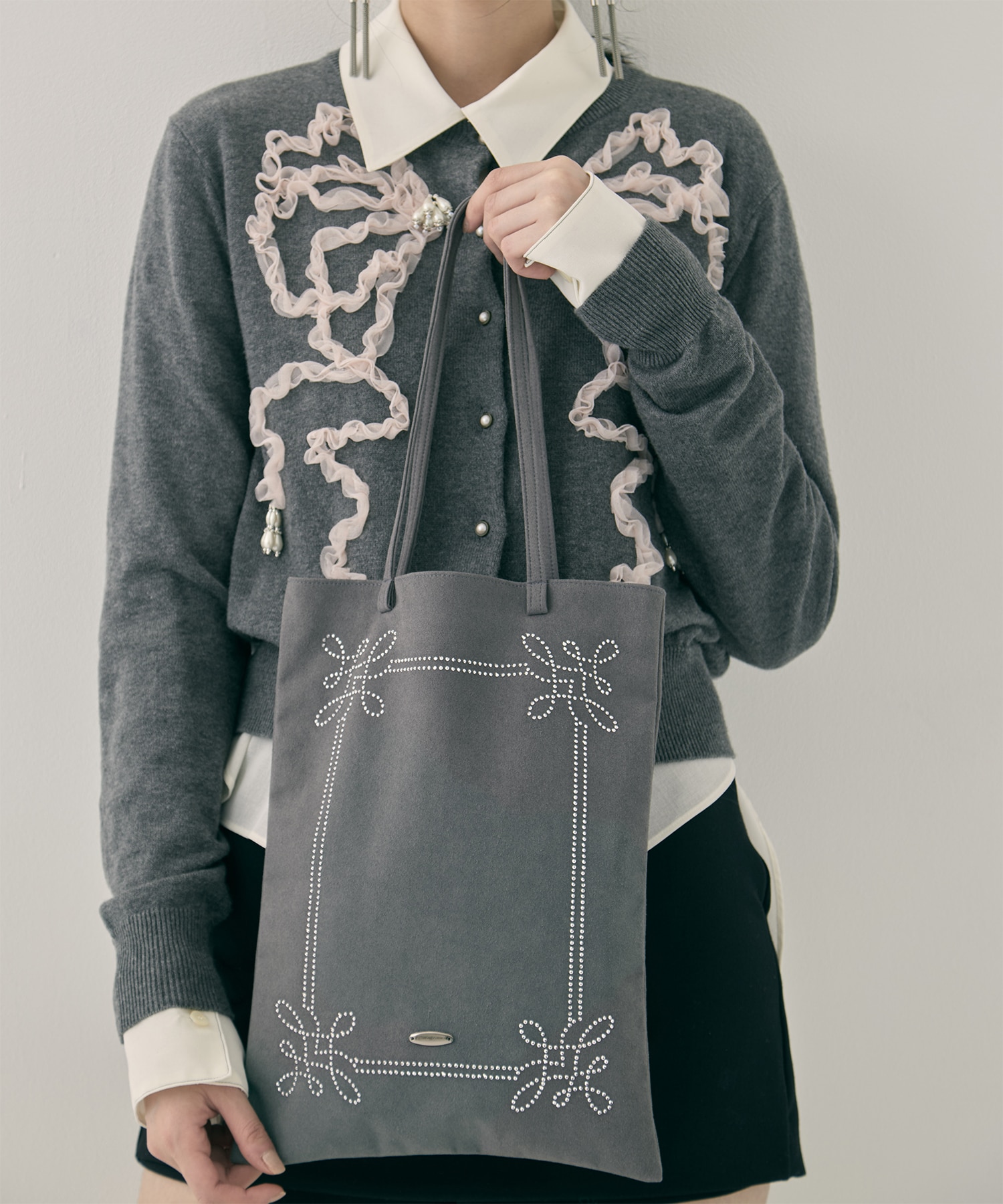 Rhinestone frame tote bag