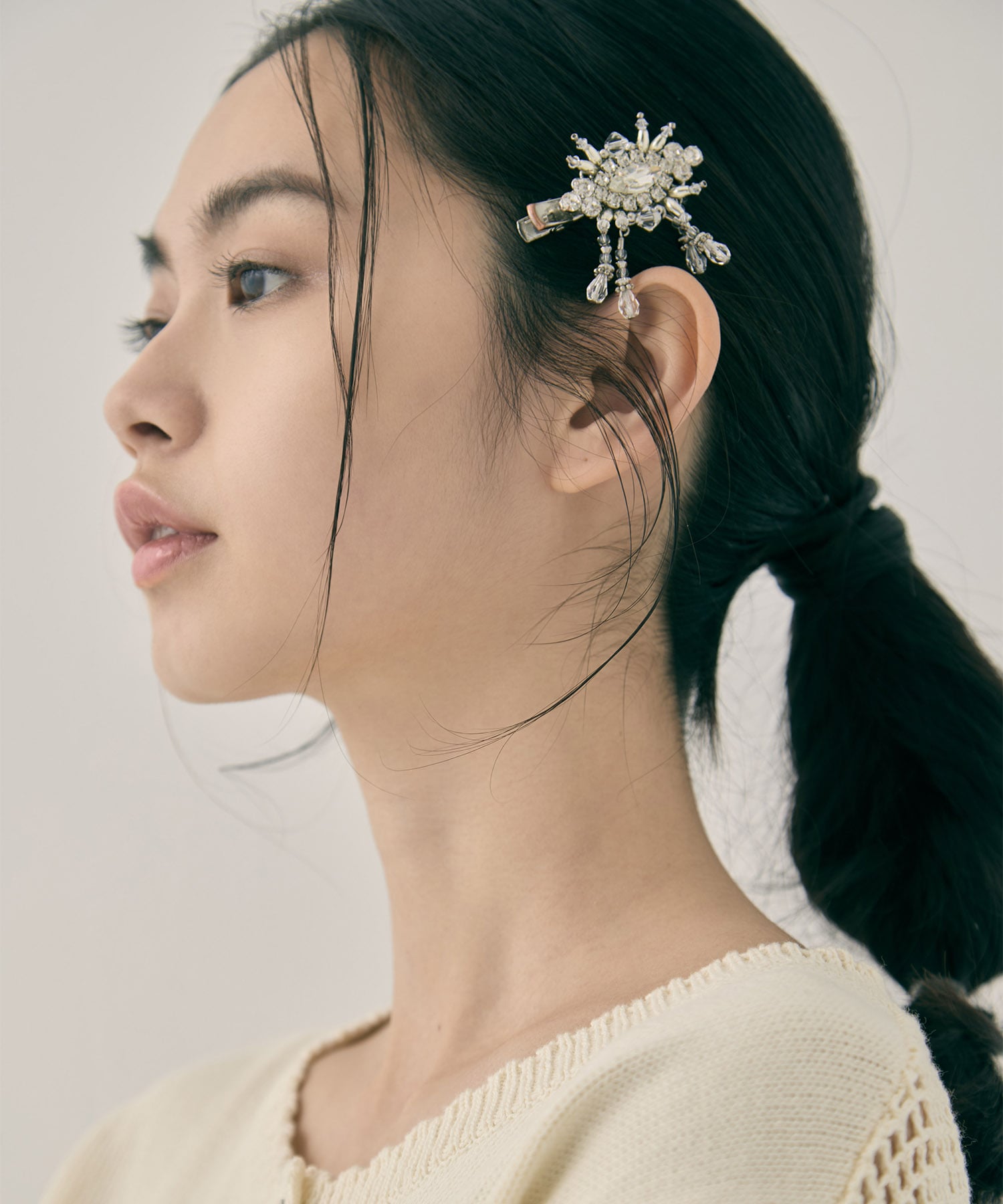 crystal hair clip left