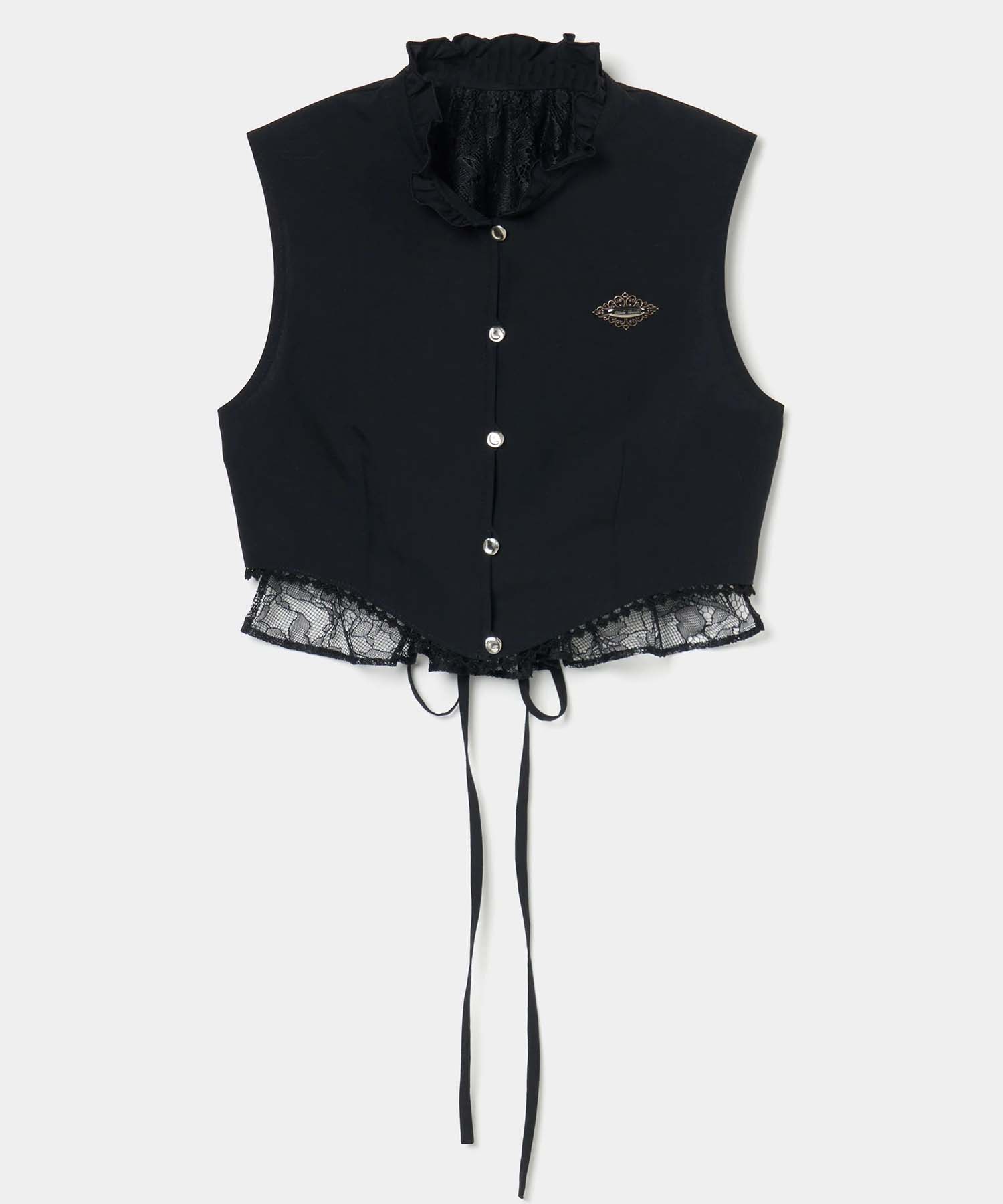 back lace curtain no sleeve blouse
