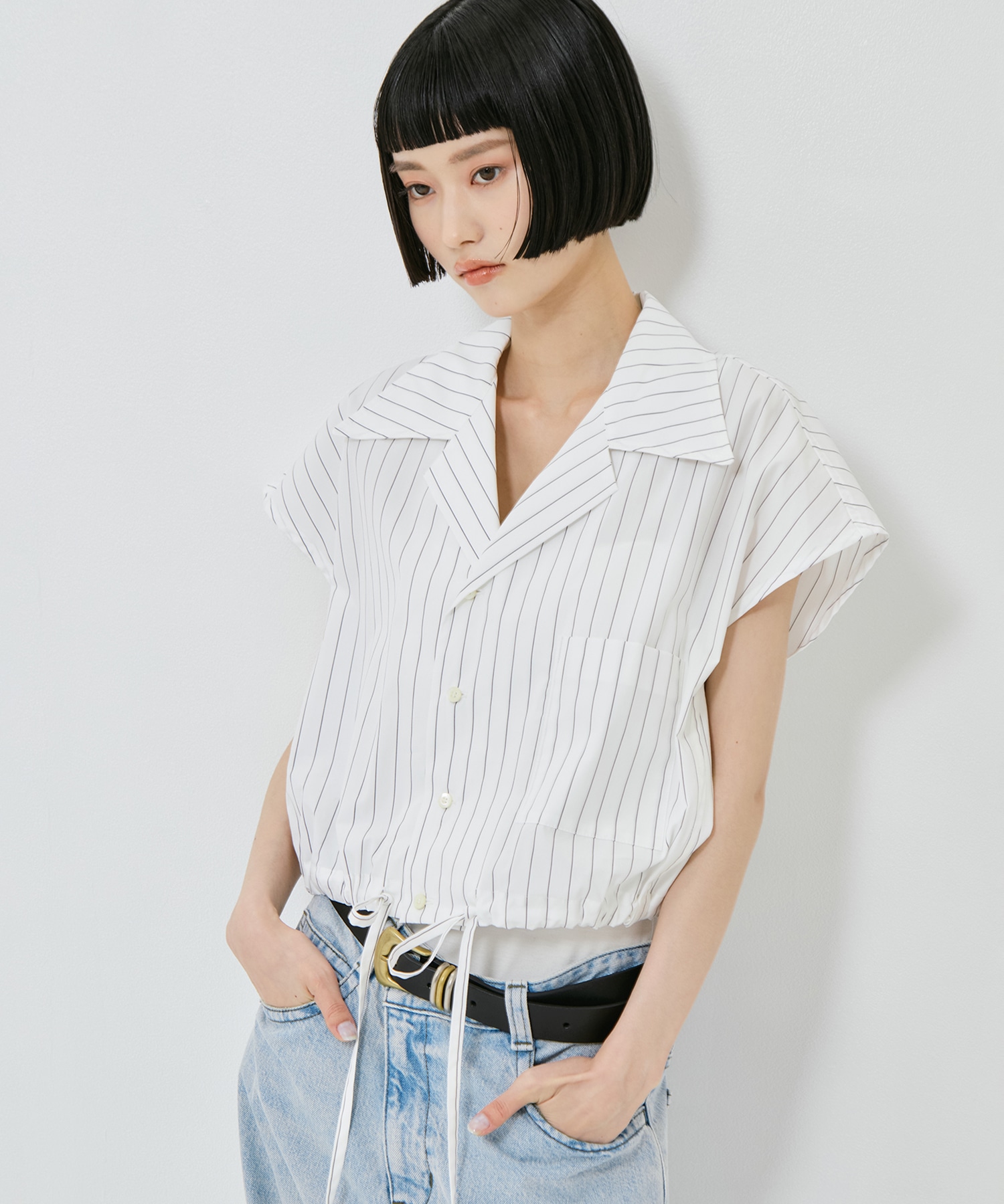 Open Collar Cropped Shirt