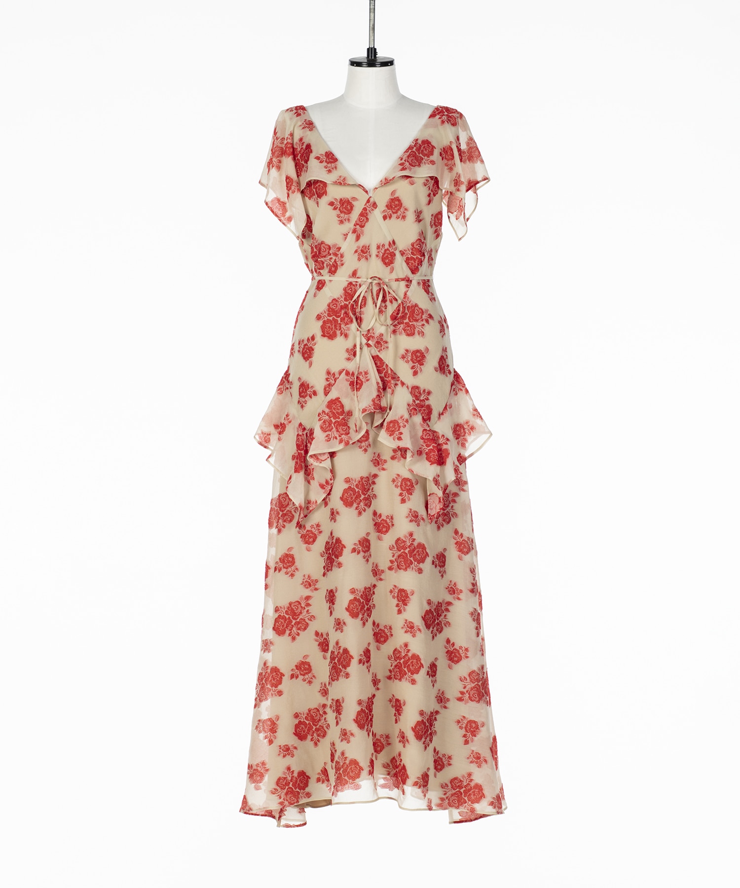 SHEER FLORAL JACQUARD DRESS
