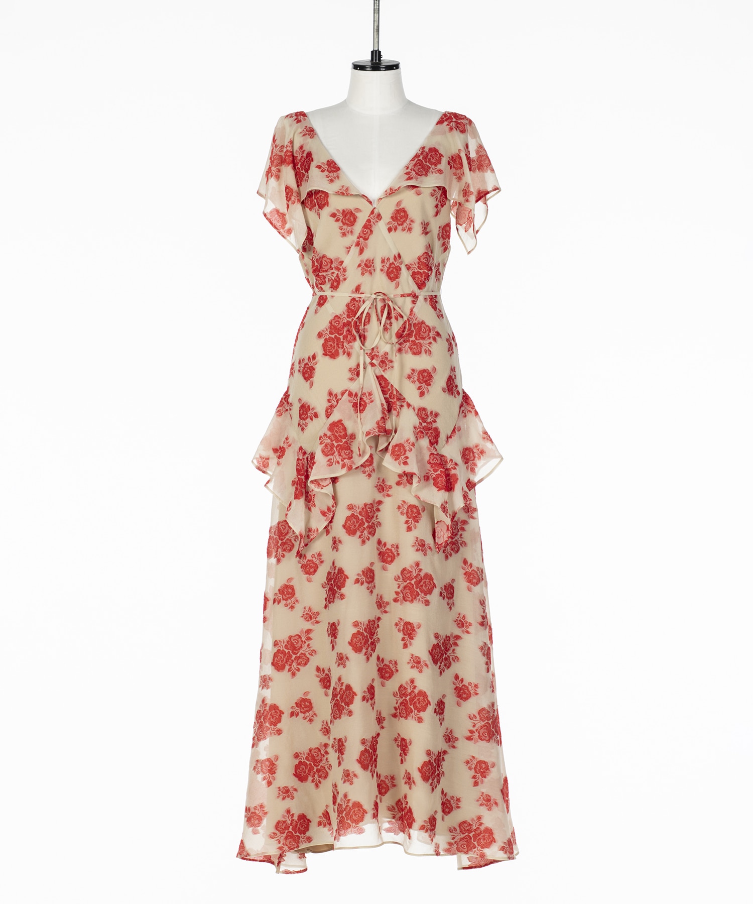 SHEER FLORAL JACQUARD DRESS