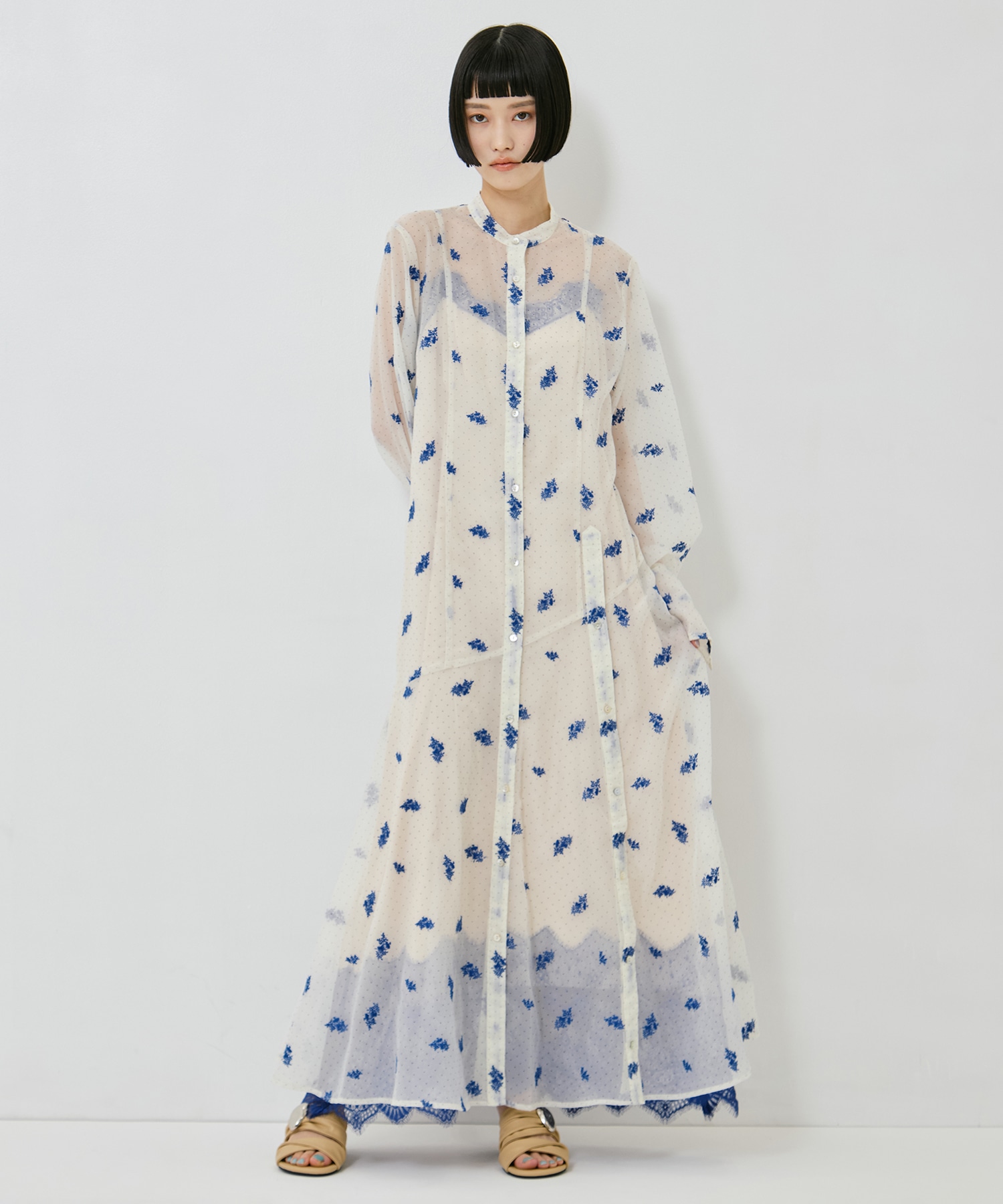 DOT FLOWER VEIL DRESS