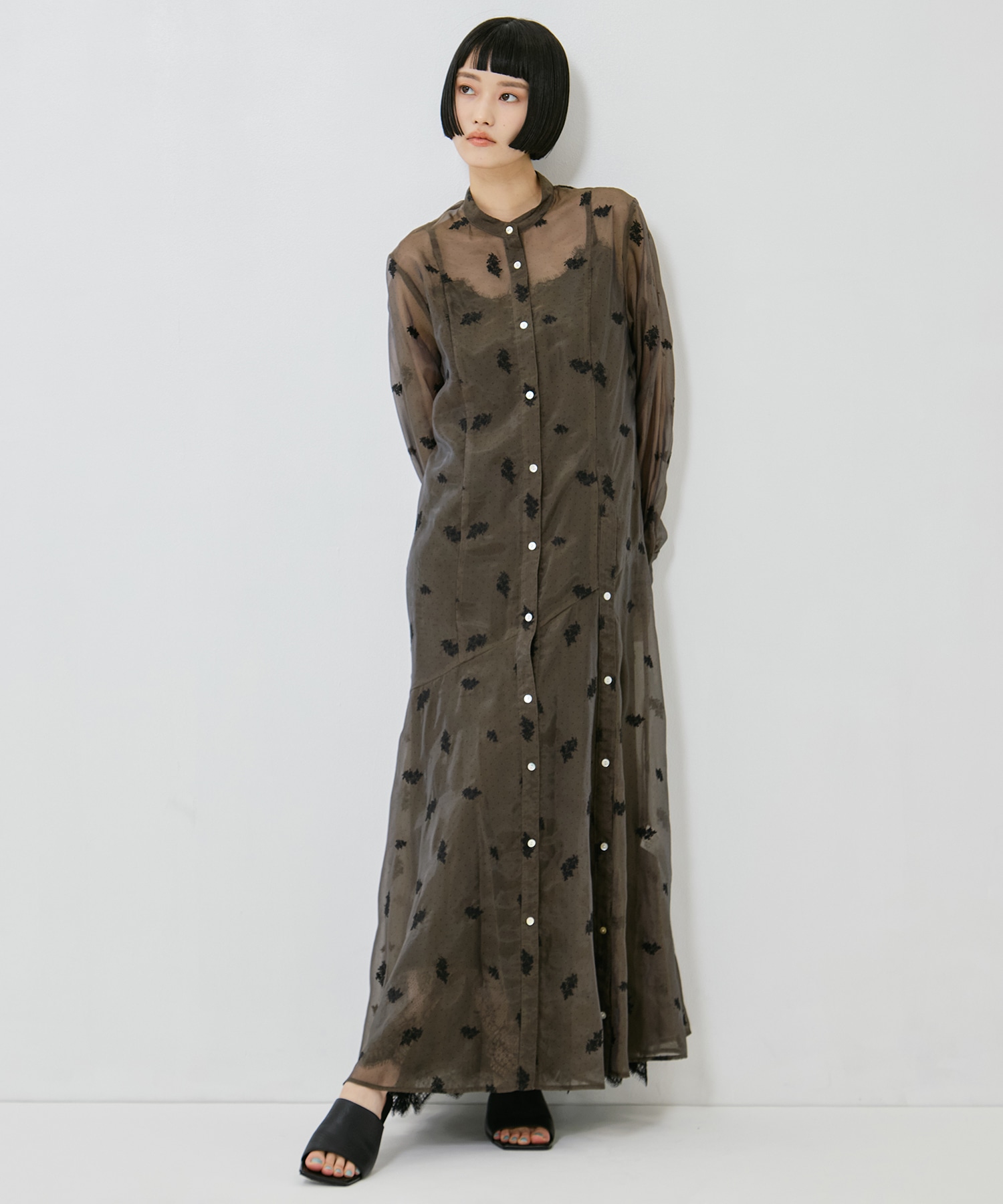 DOT FLOWER VEIL DRESS