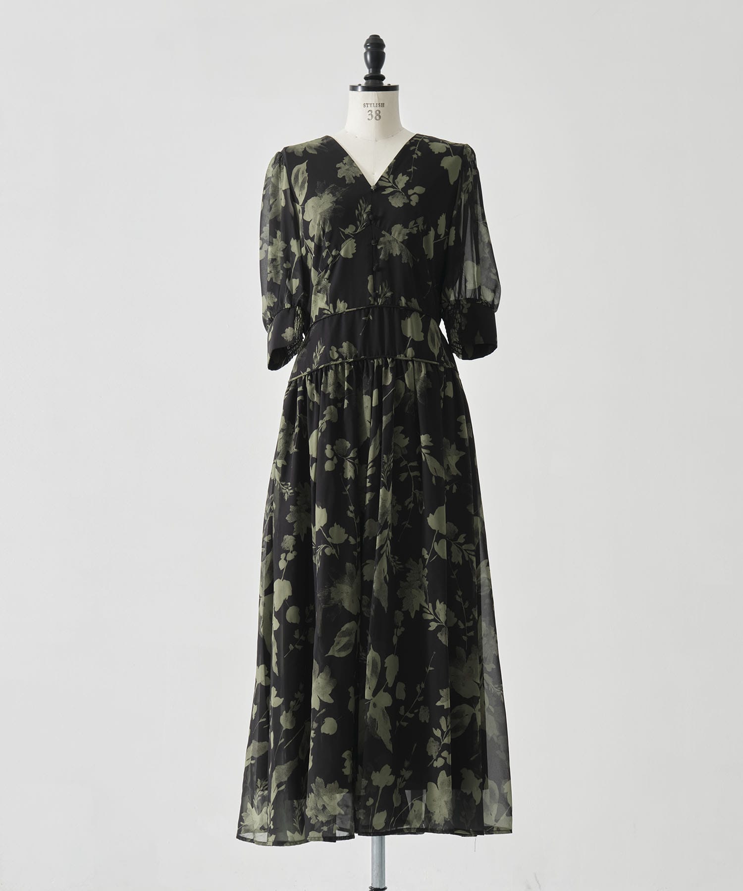 GRAINY FLOWER CHIFFON DRESS