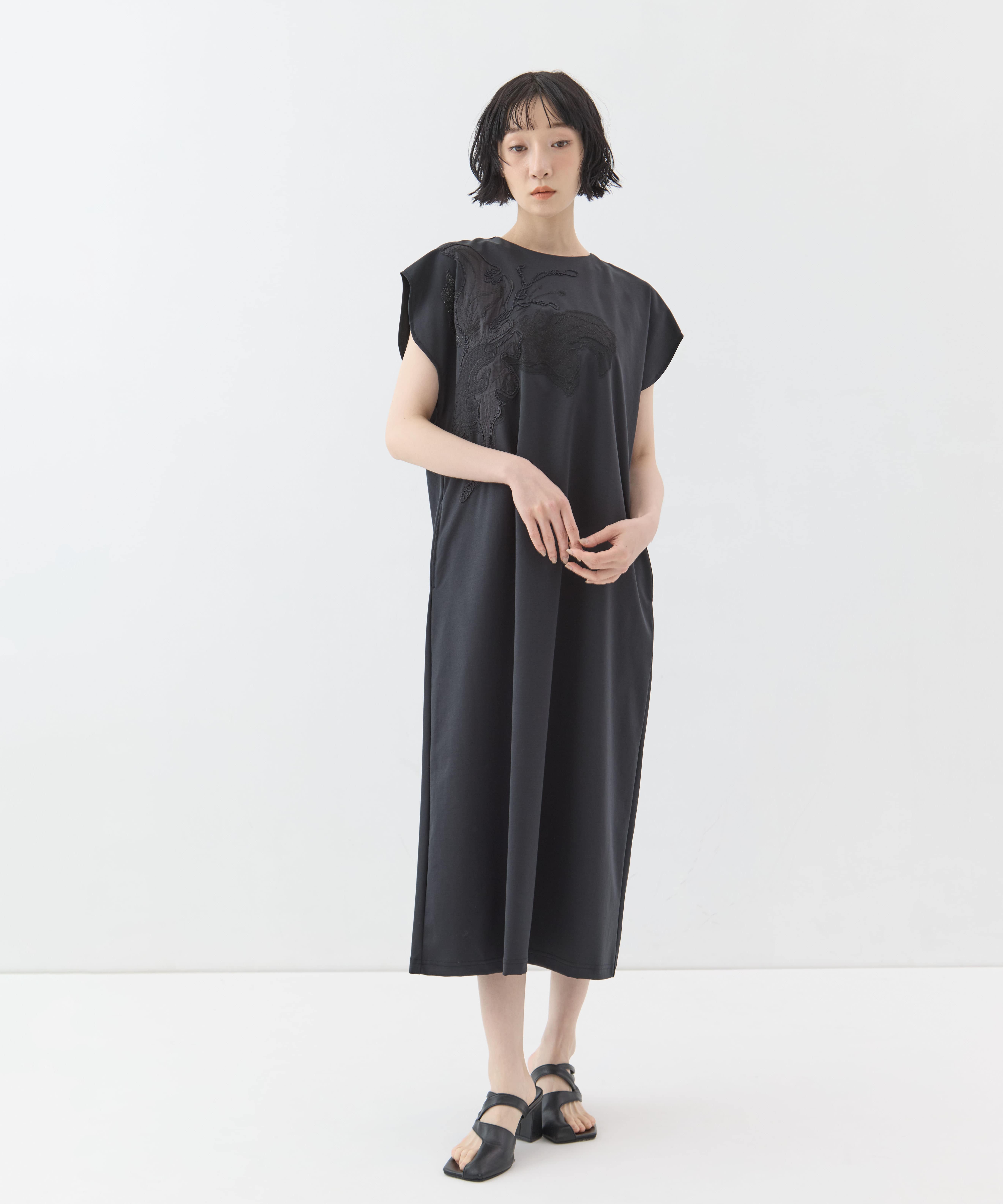 Flutter patchwork embroidered dress