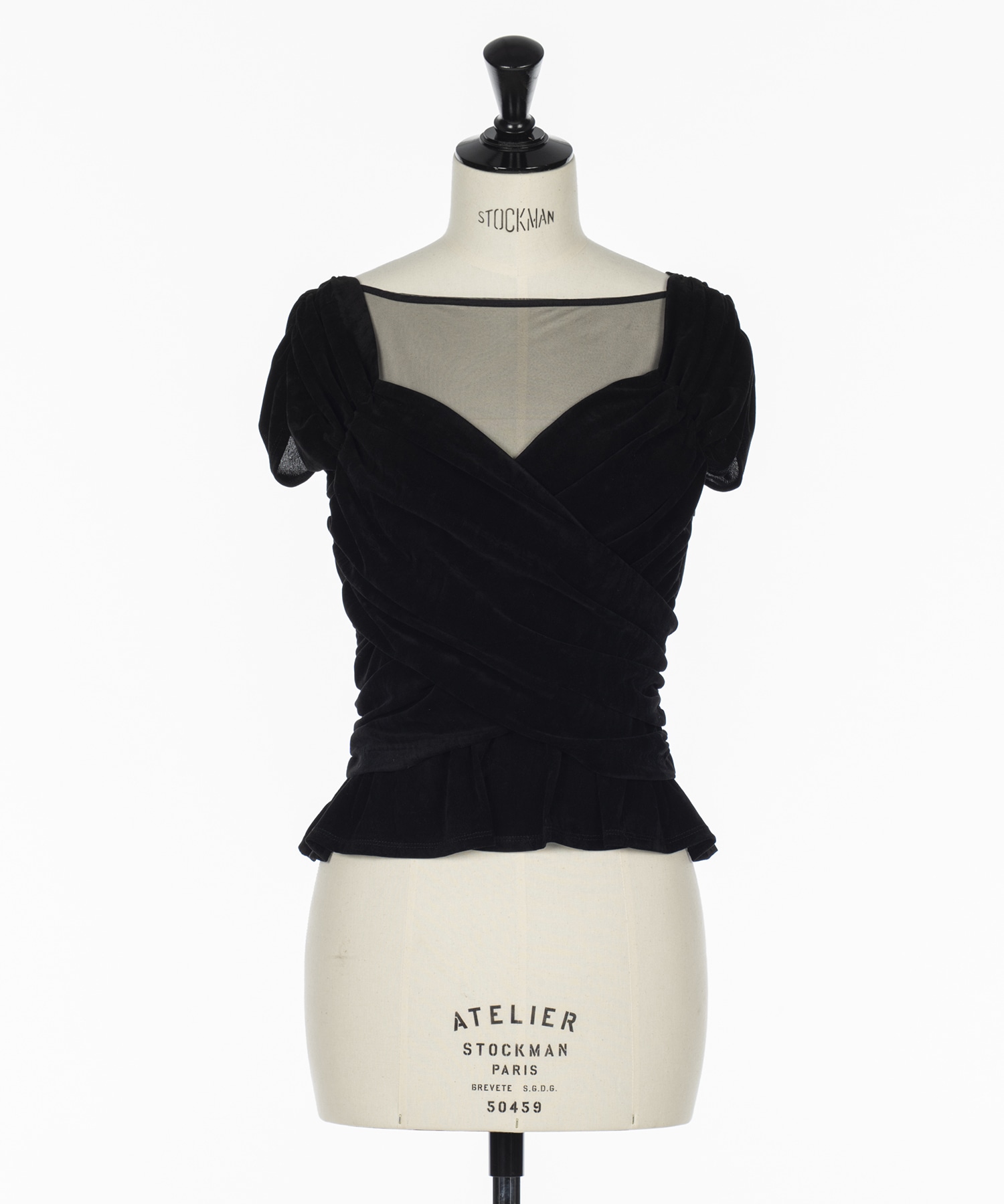 VELVET TULLE GATHERED TOP