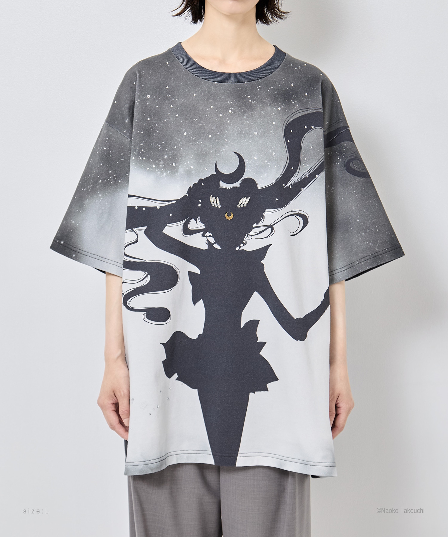 Sailor Moon silhouette bijou T-shirt　L