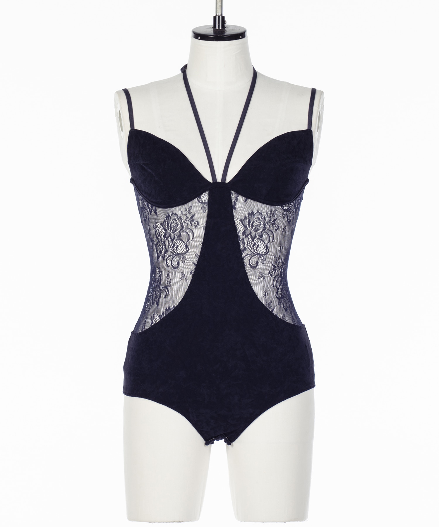 SHEER PANELED VELOUR BODYSUIT