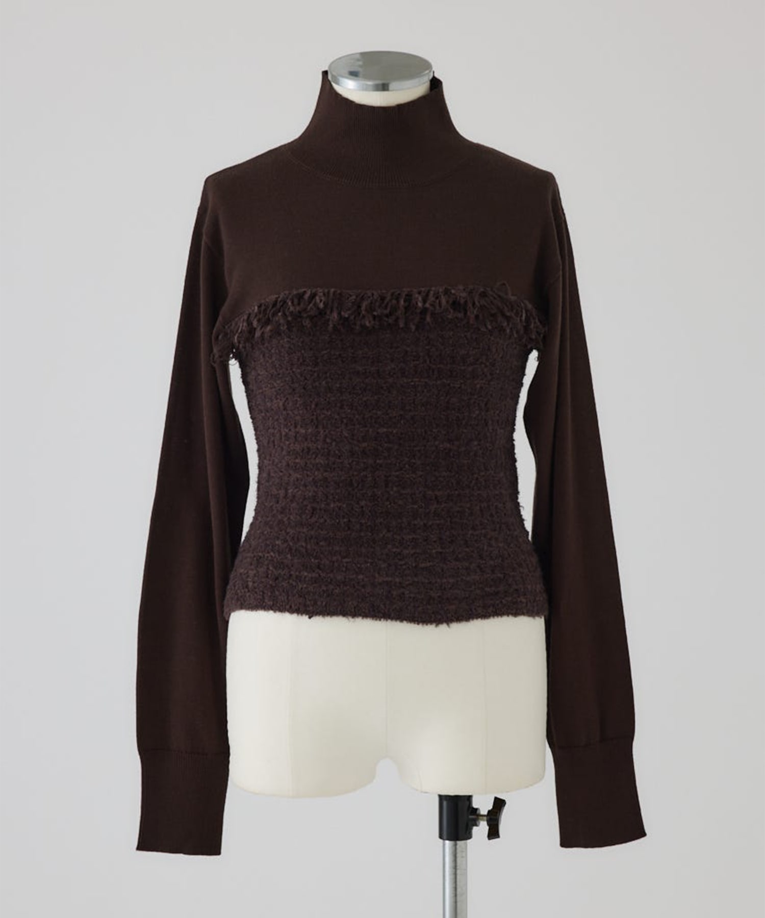 Tweed docking knit tops