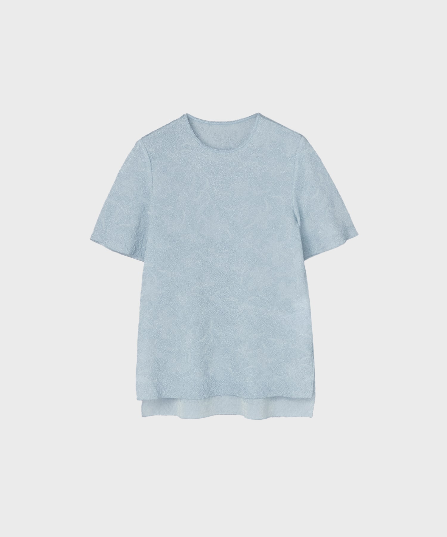 Floral Jacquard Sheer Short Sleeve Knit Top