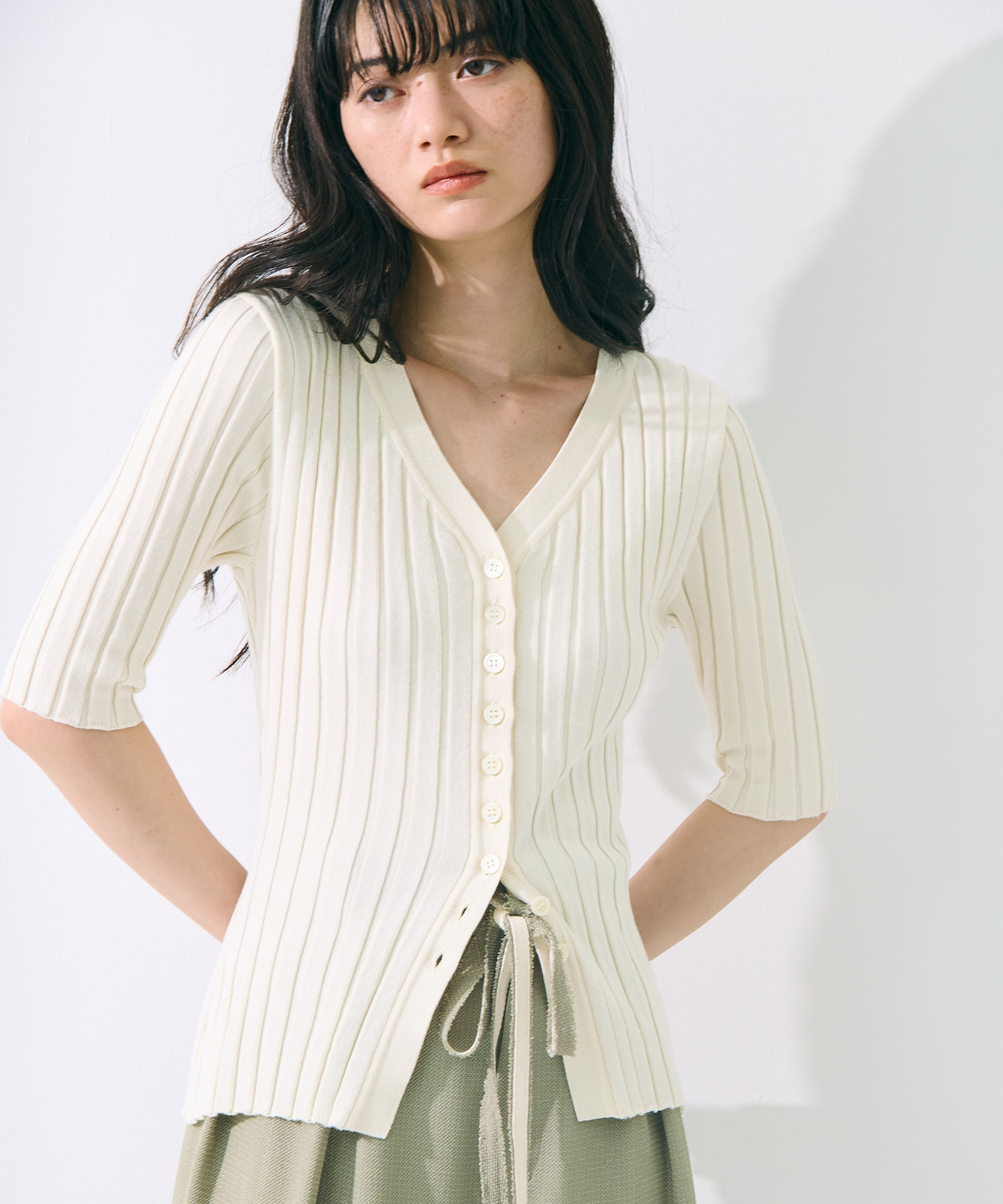 Silk Viscose Wide Rib Cardigan