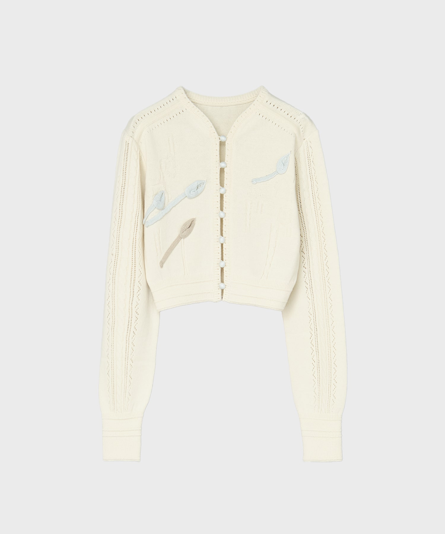 3D Floral Motif Knit Cardigan