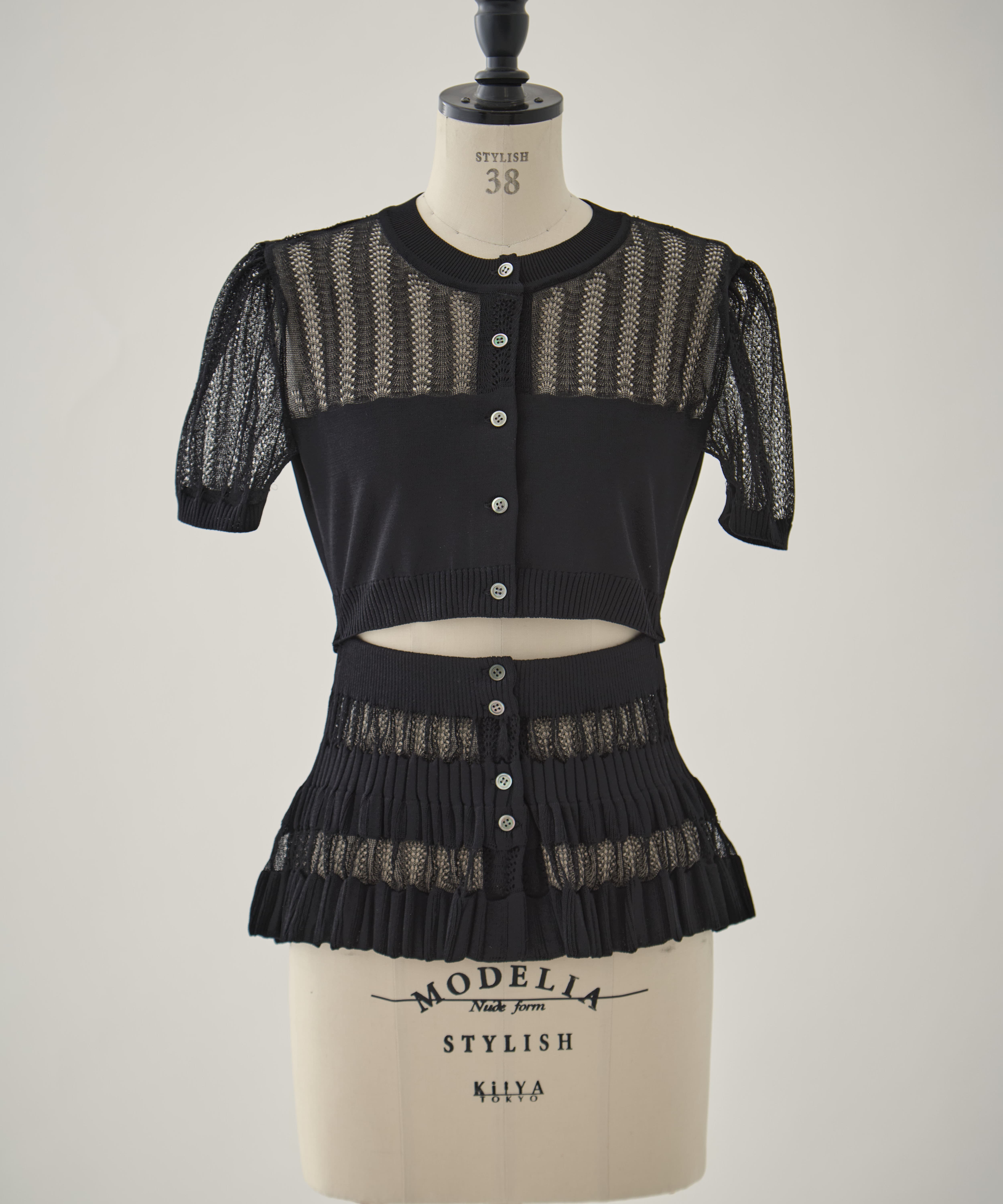 CONVERTIBLE SHEER STRIPE KNIT CARDIGAN