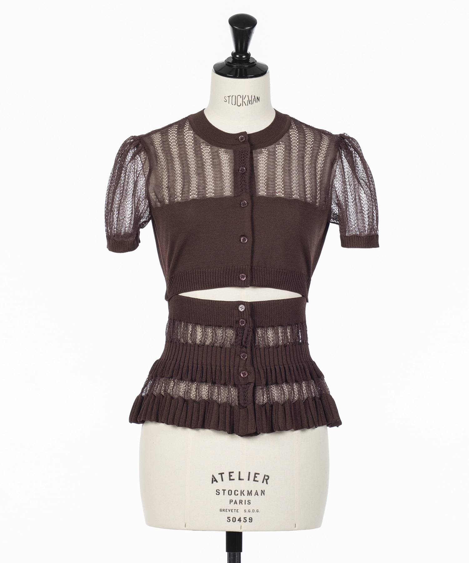 CONVERTIBLE SHEER STRIPE KNIT CARDIGAN