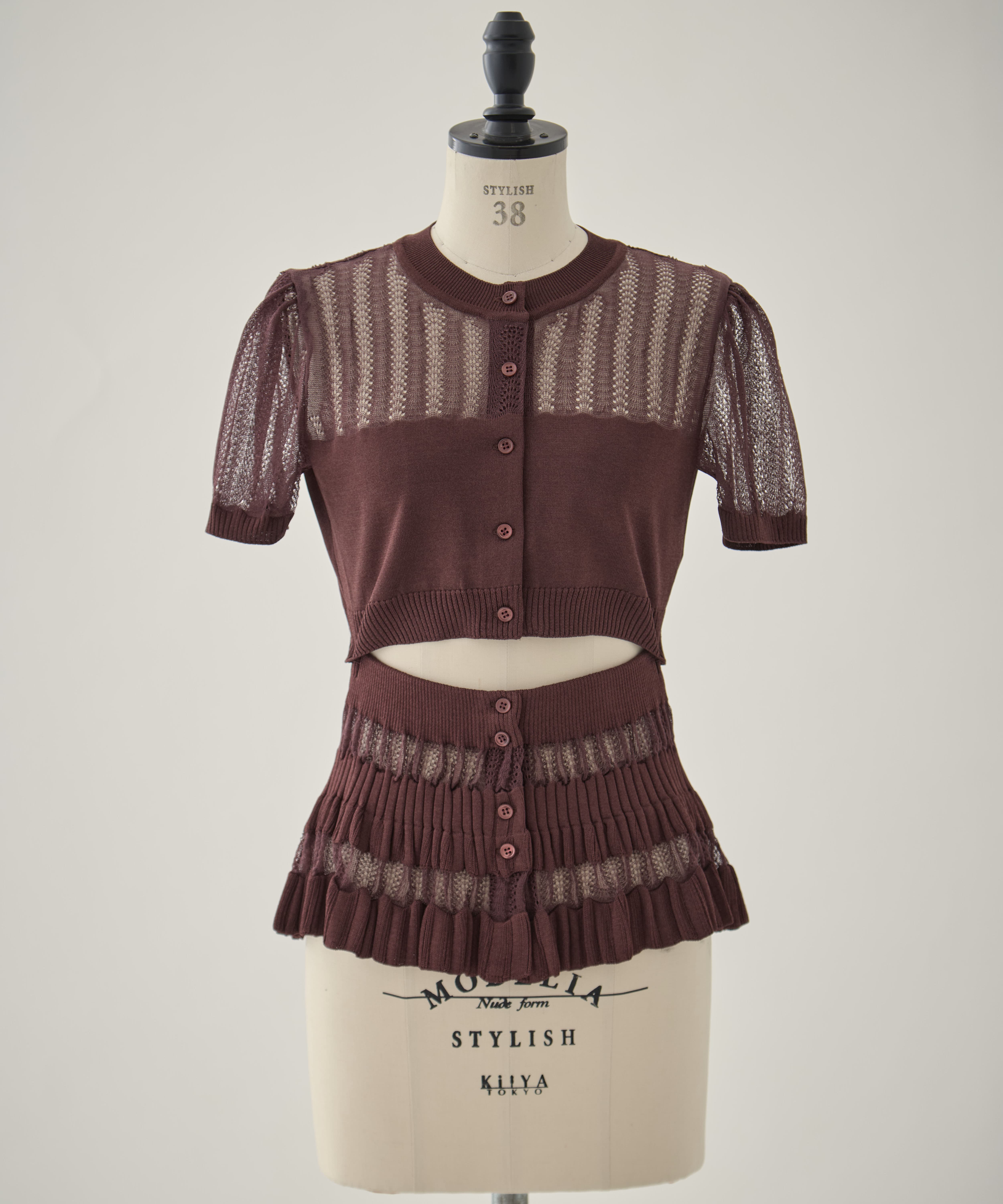 CONVERTIBLE SHEER STRIPE KNIT CARDIGAN