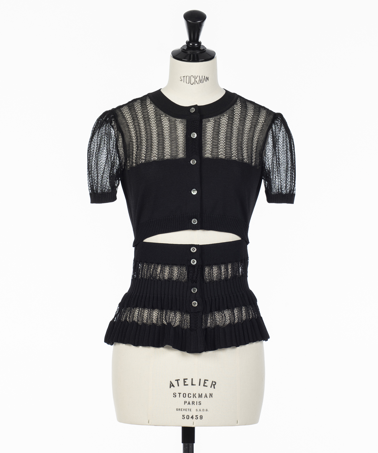 CONVERTIBLE SHEER STRIPE KNIT CARDIGAN