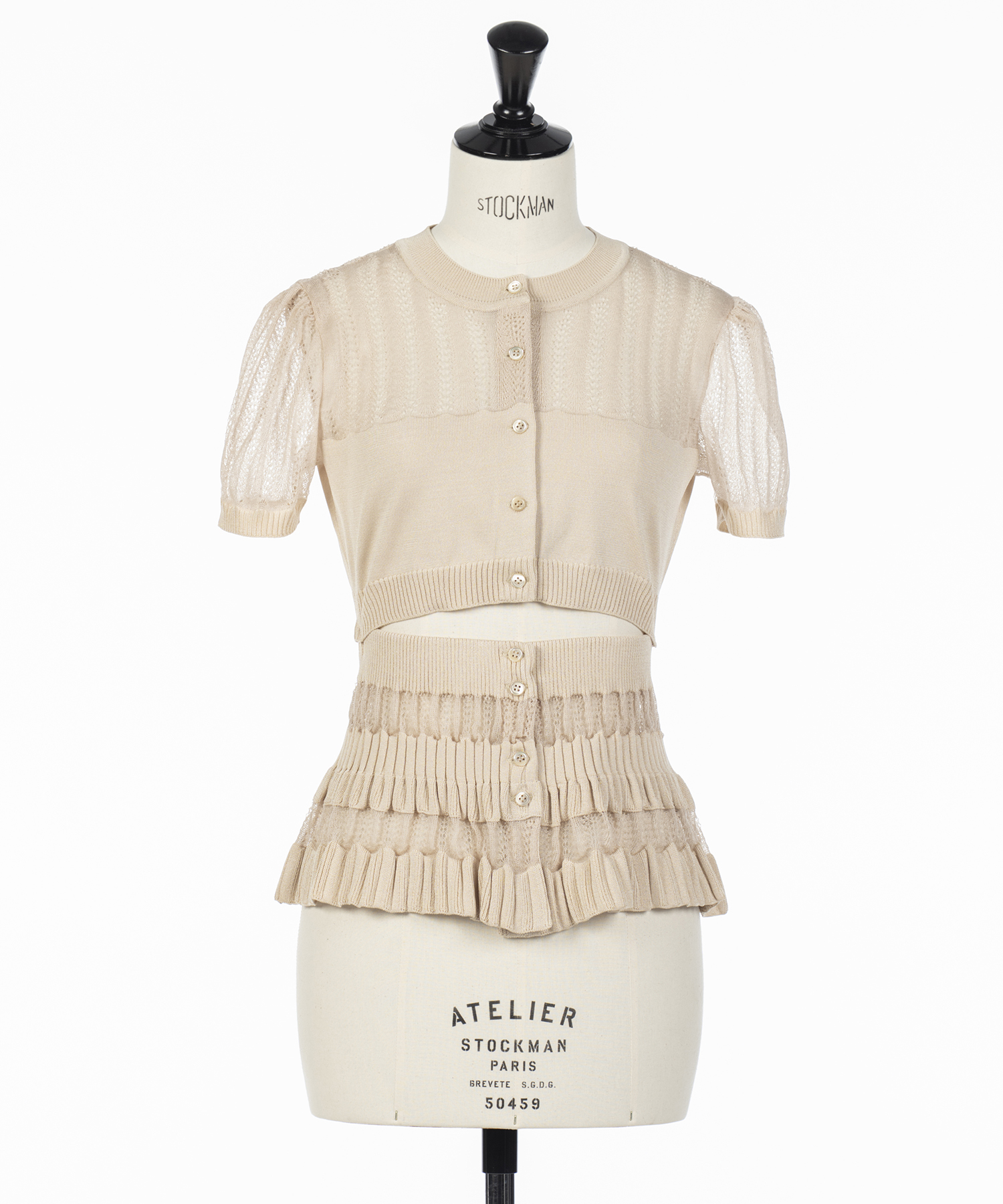 CONVERTIBLE SHEER STRIPE KNIT CARDIGAN