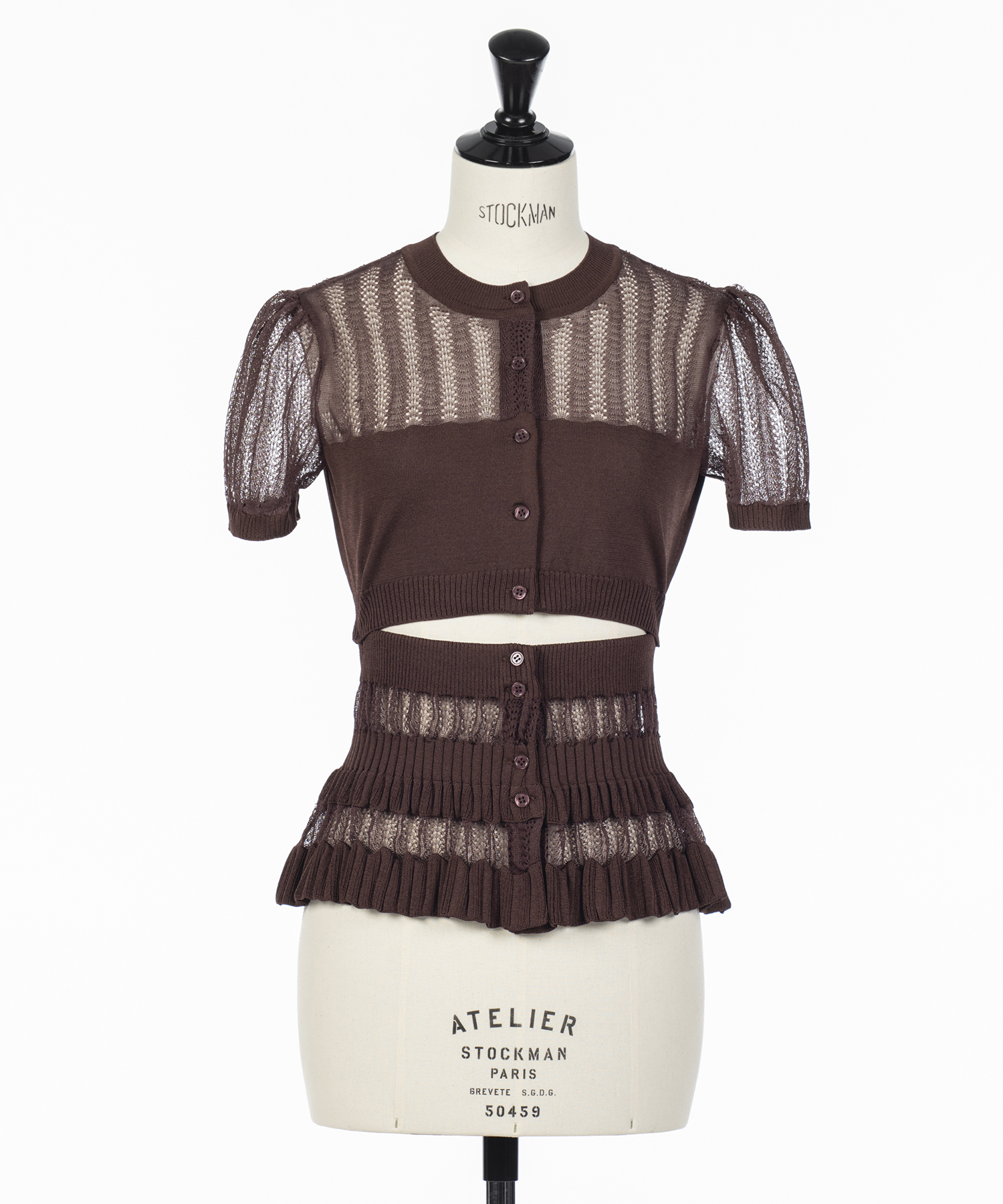 CONVERTIBLE SHEER STRIPE KNIT CARDIGAN