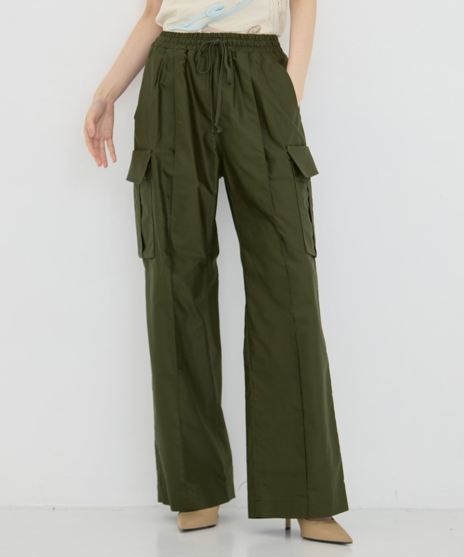 Cotton High Waisted Cargo Trousers