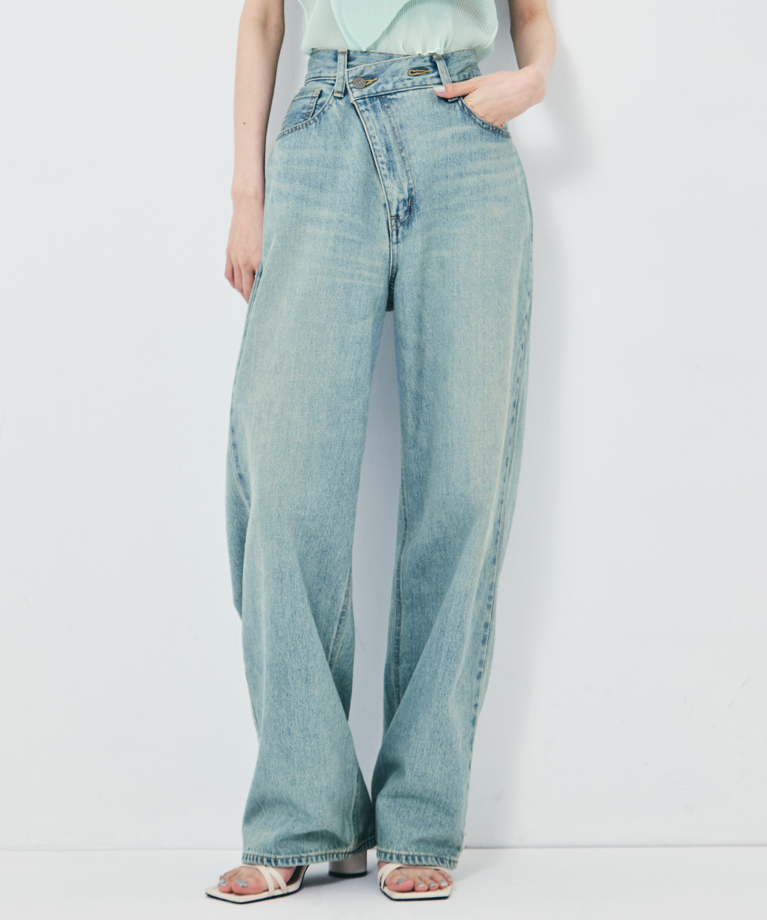 DOUBLE WAIST DENIM PANTS