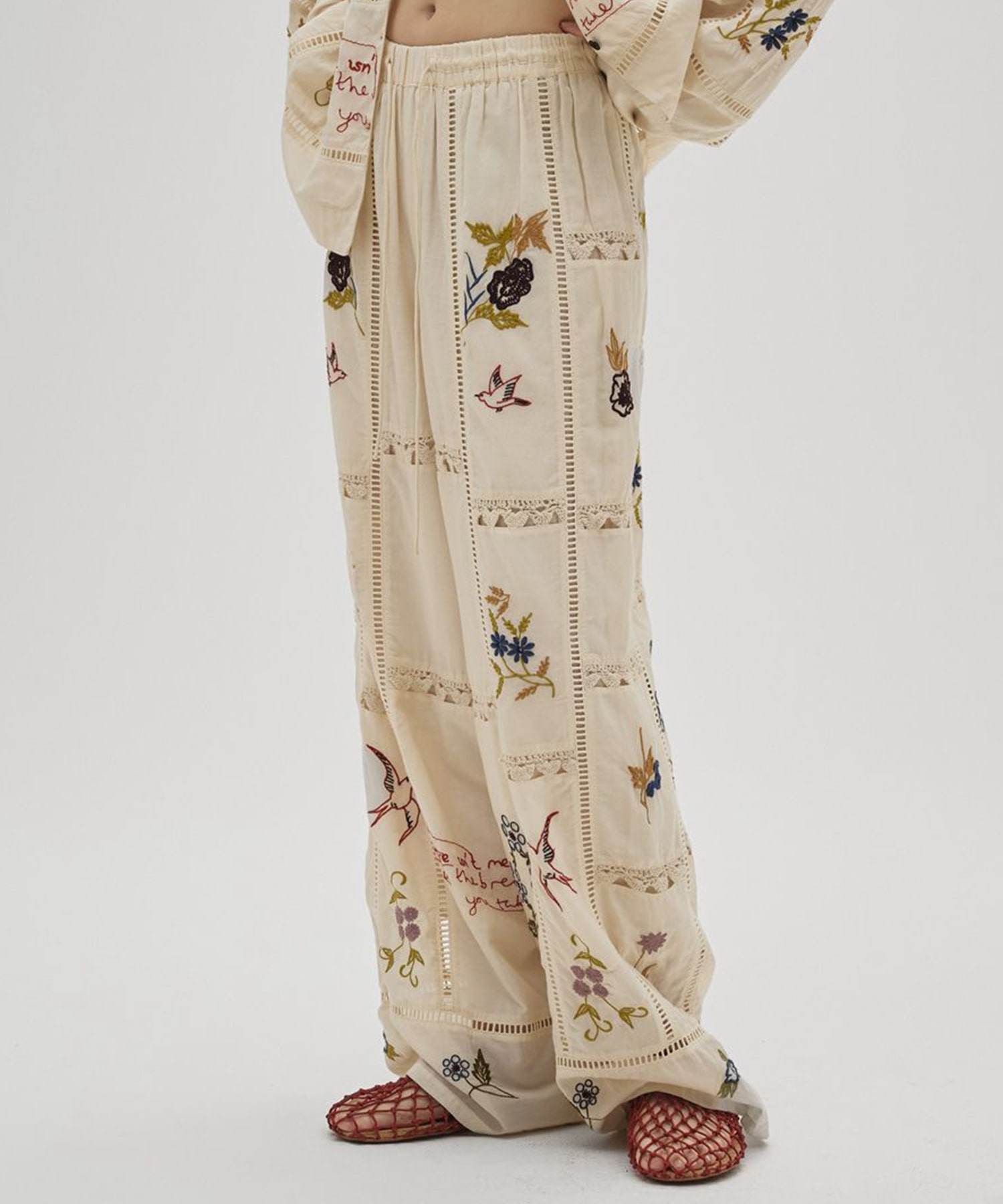 Embroidery Patchwork Trousers