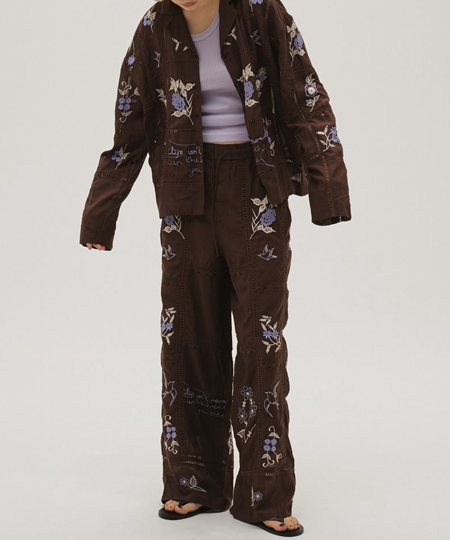 Embroidery Patchwork Trousers