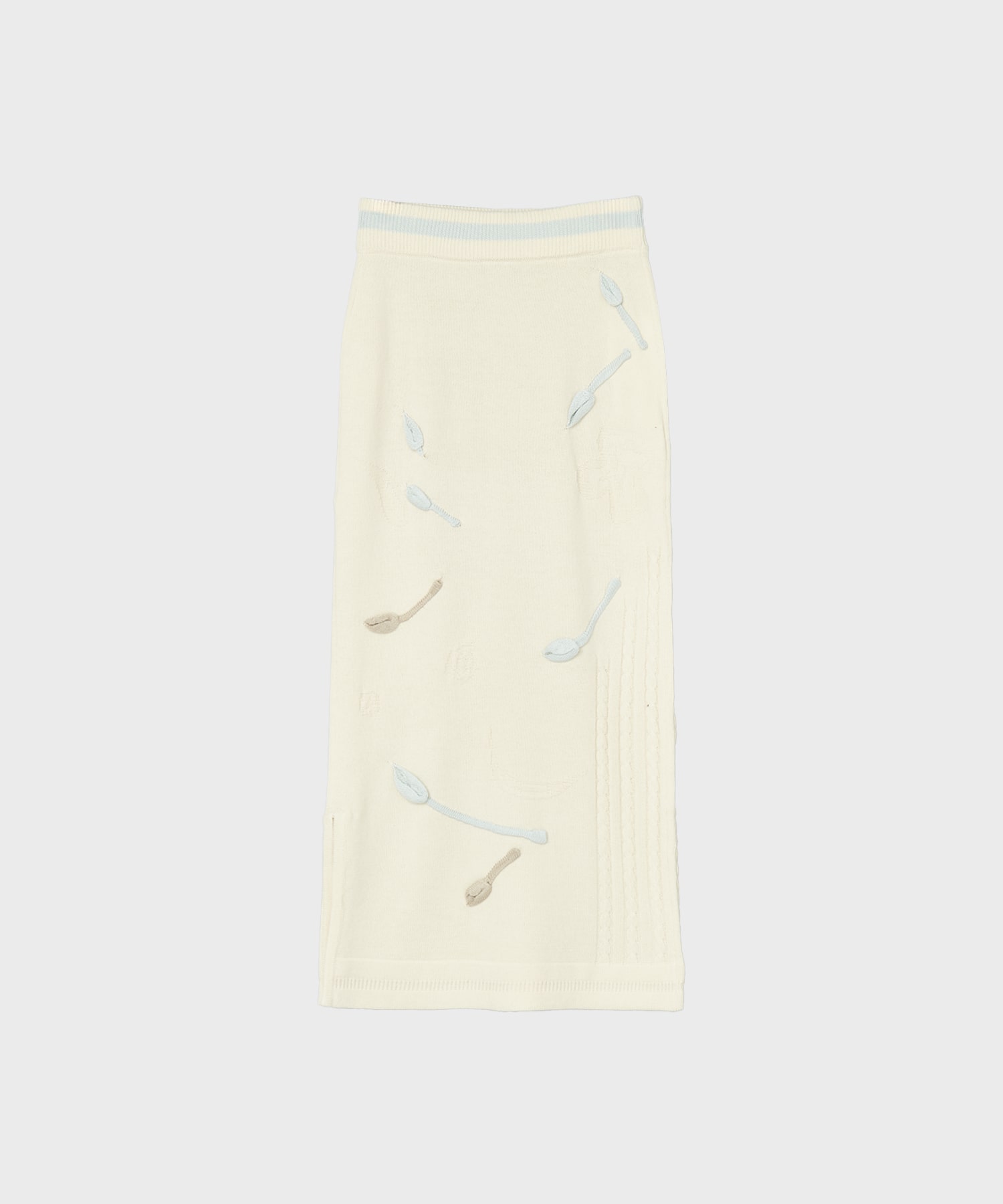 3D Floral Motif Knit Skirt