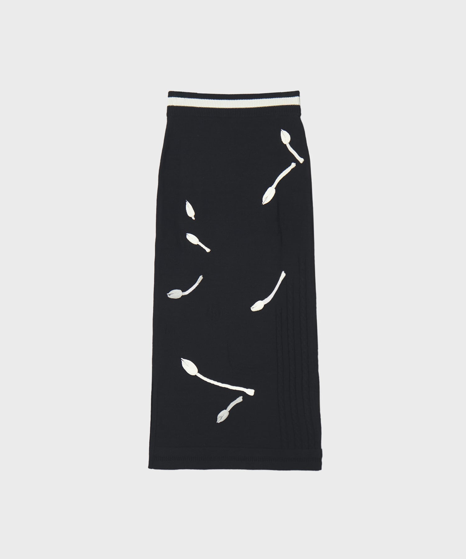 3D Floral Motif Knit Skirt