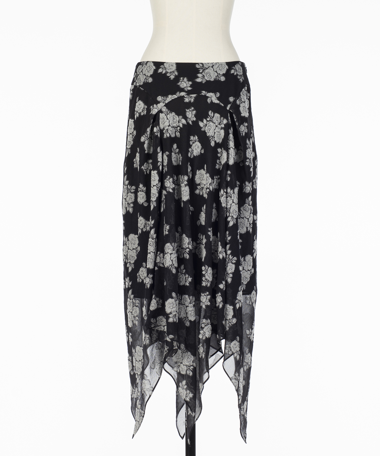 DRAPED FLORAL JACQUARD SKIRT