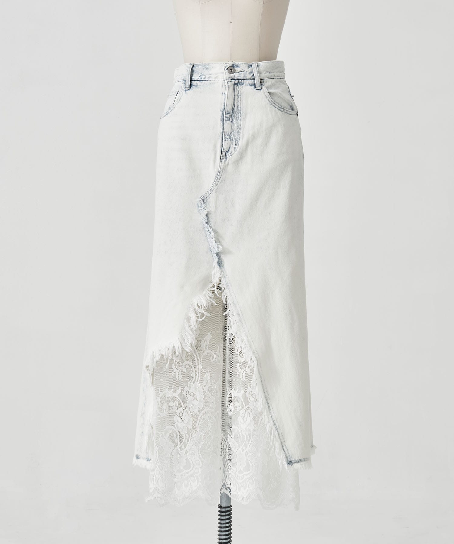 REMAKE LIKE DENIM LACE LAYERED SKIRT