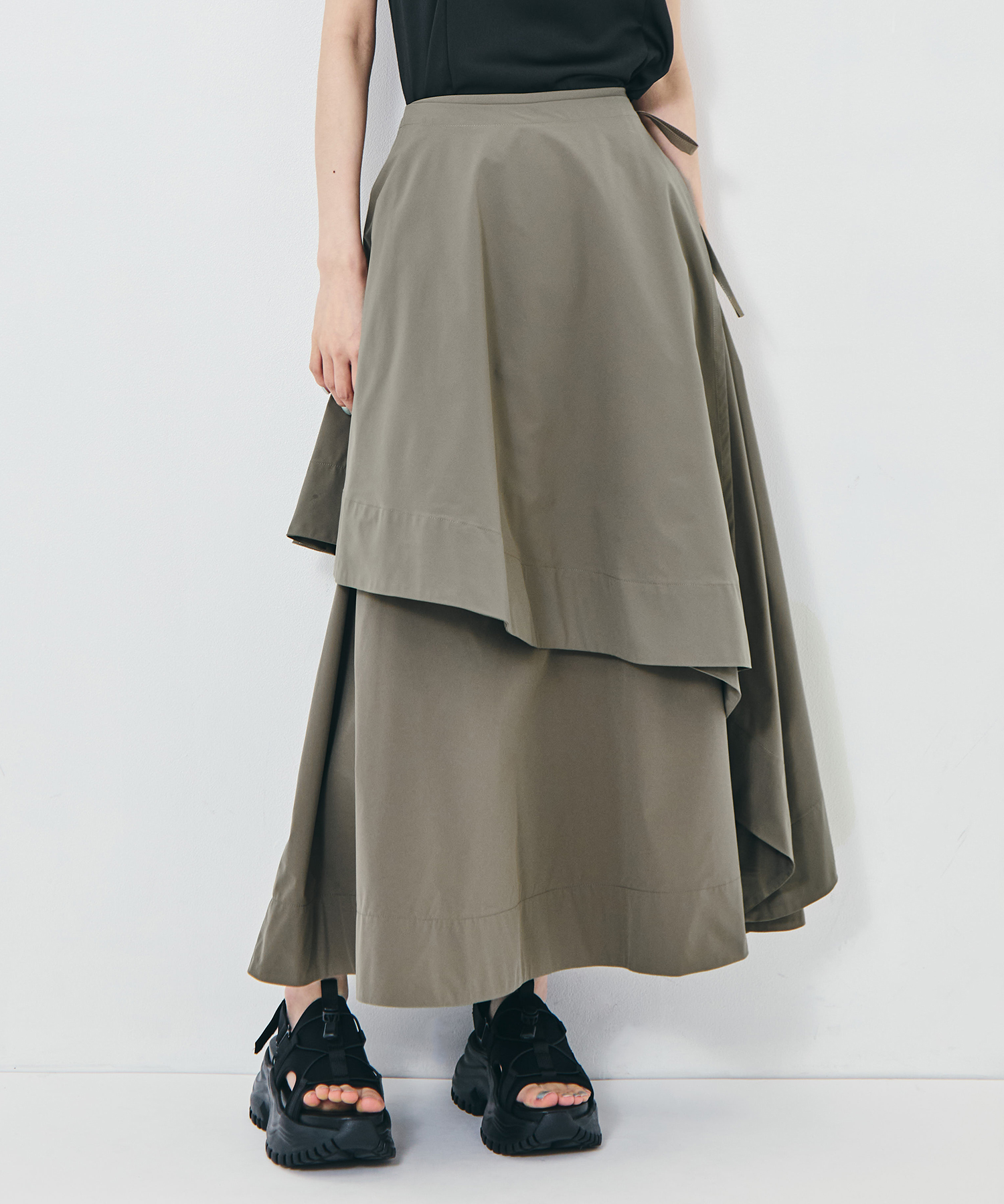 Asymmetry Wrap Layer Skirt