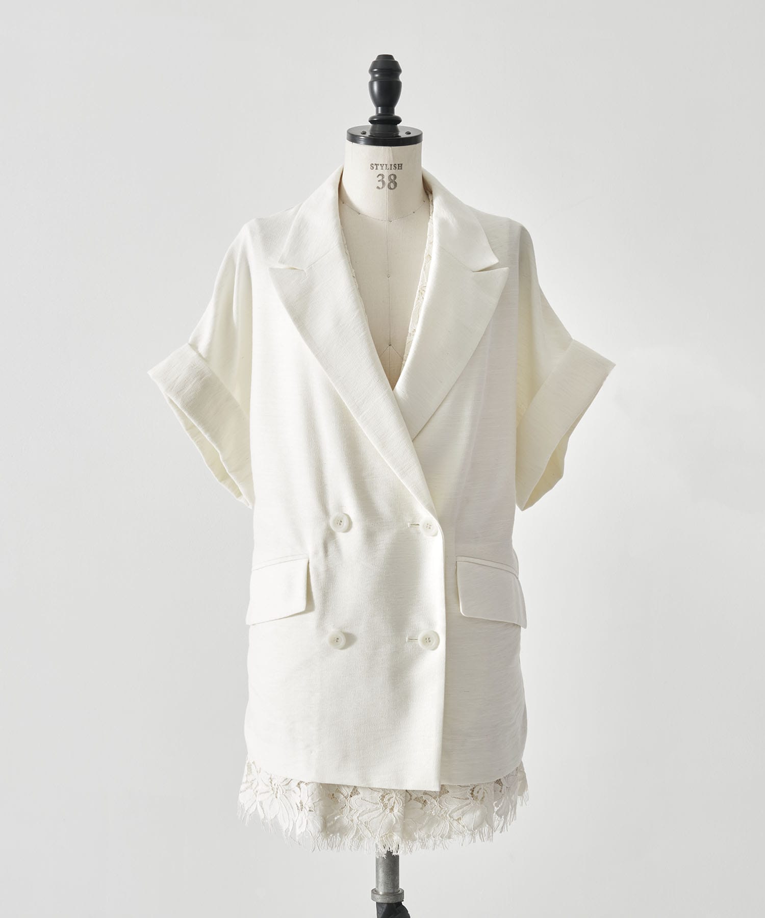 MELANGE LACE VEST LAYERED JACKET