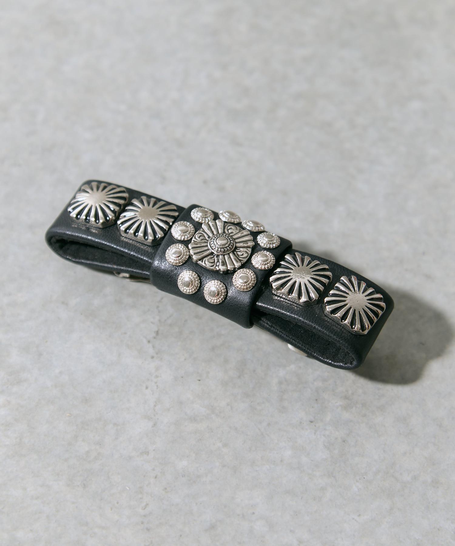 Concho leather barrette