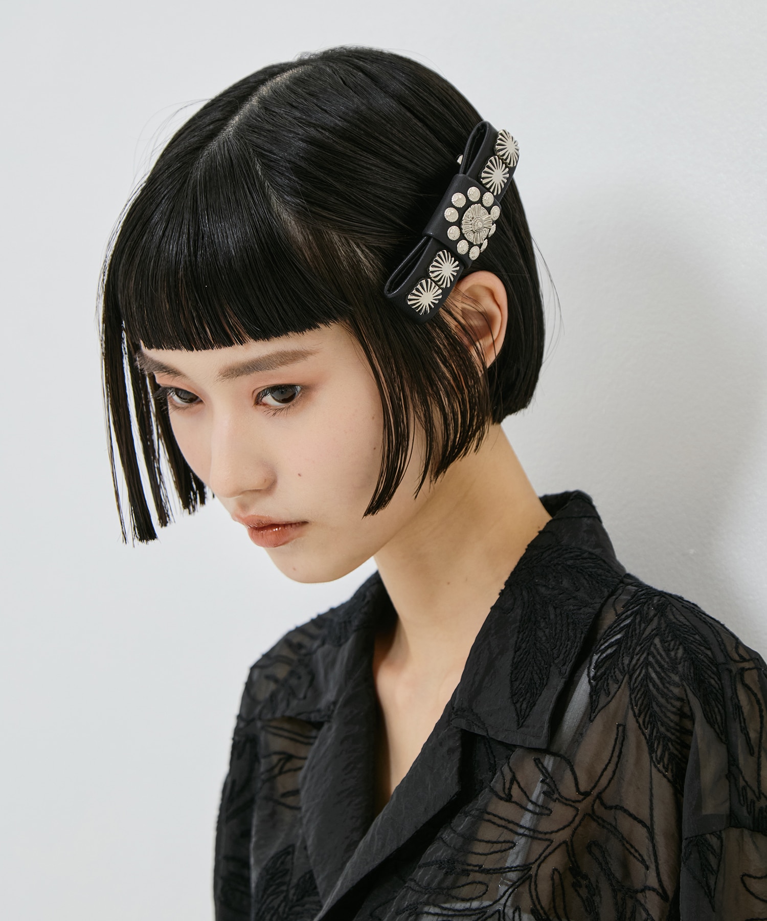 Concho leather barrette