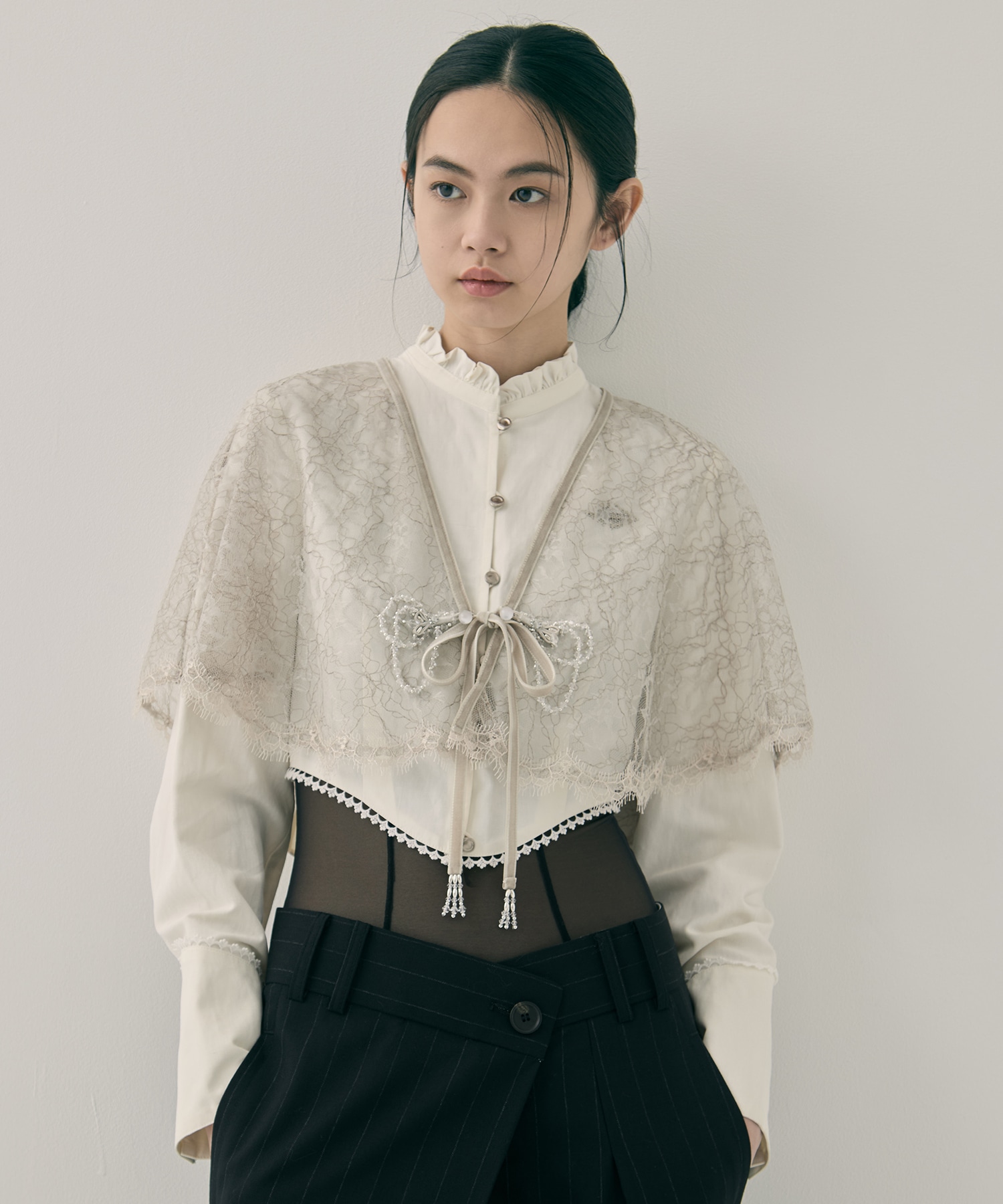 flower lace velvet ribbon cape