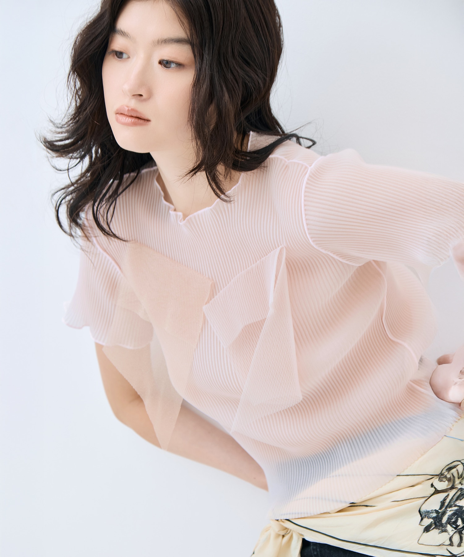 別注シアーラメショートスリーブトップス