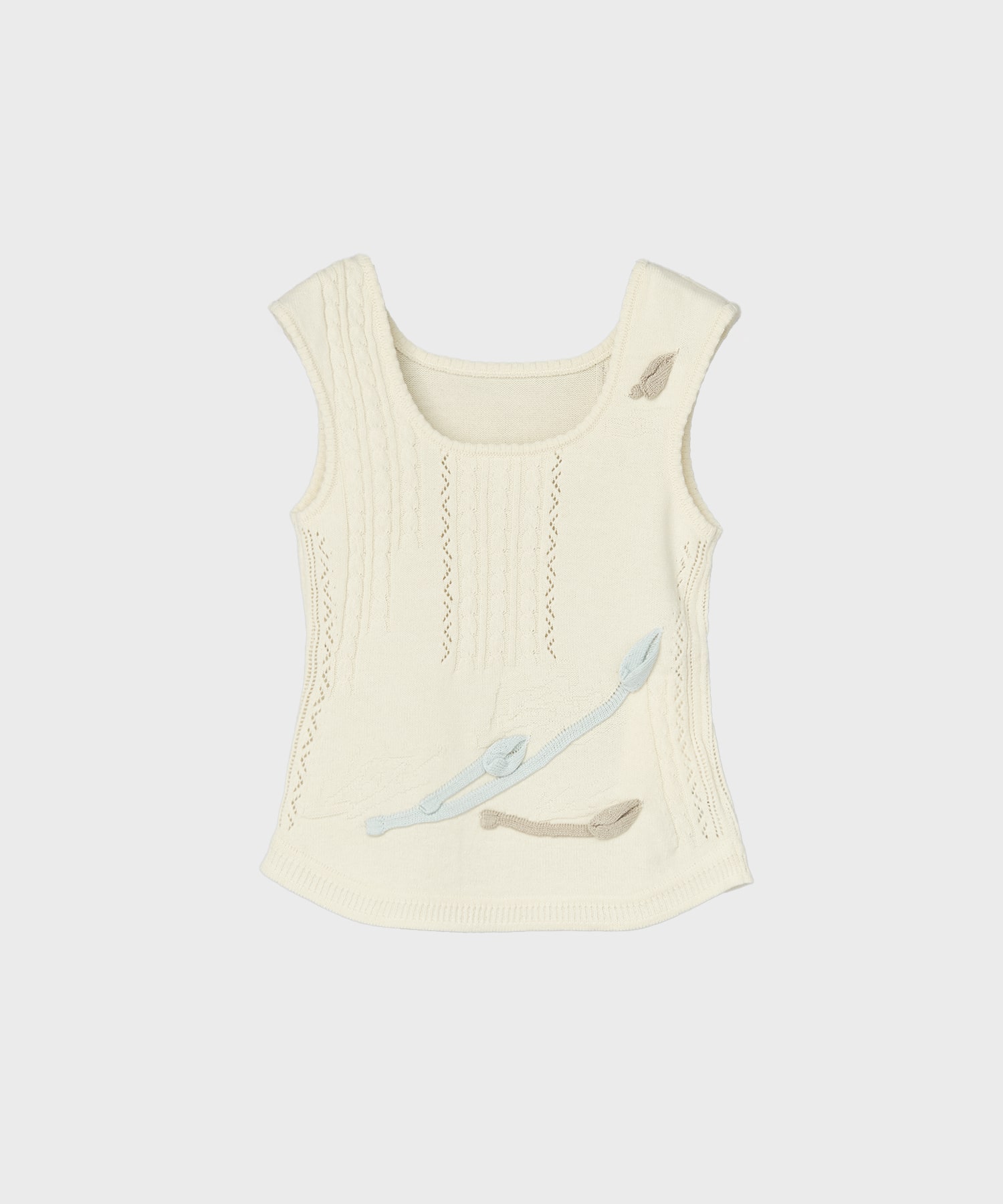 3D Floral Motif Sleeveless Knit Top