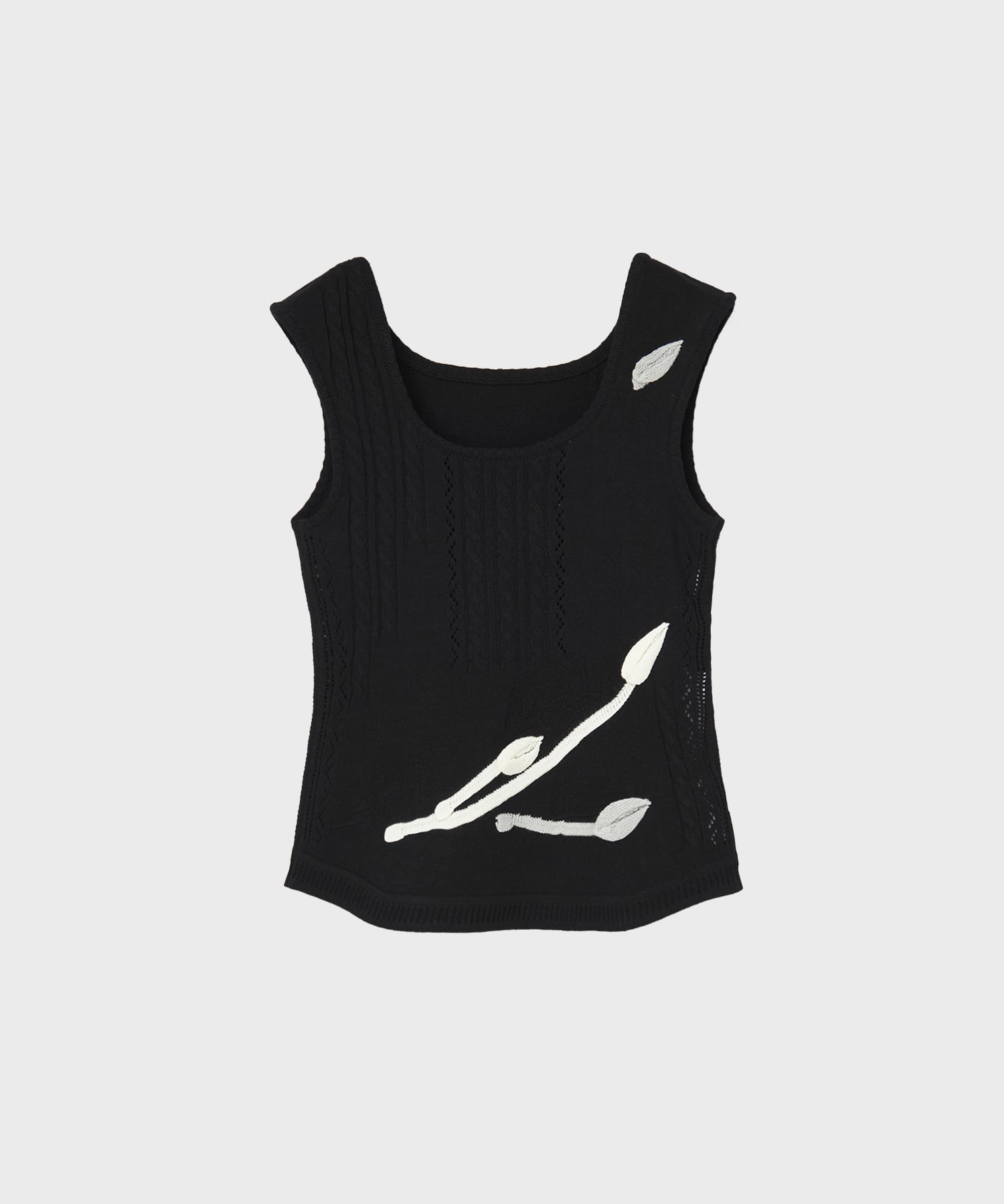 3D Floral Motif Sleeveless Knit Top