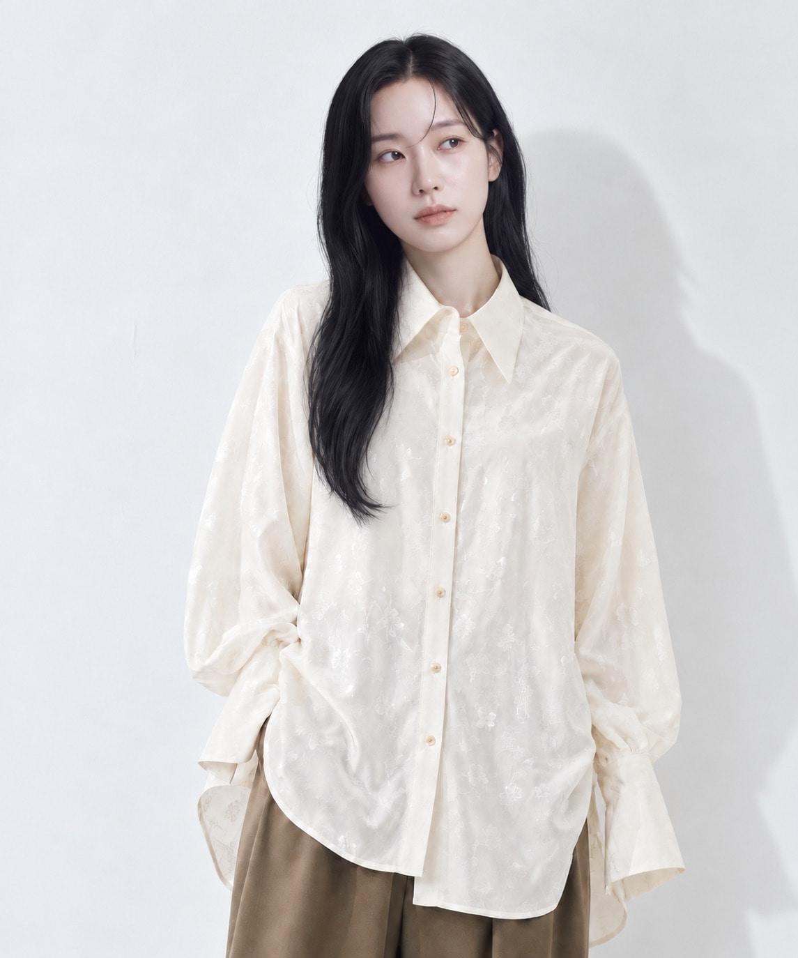 Floral Jacquard Oversized Shirt