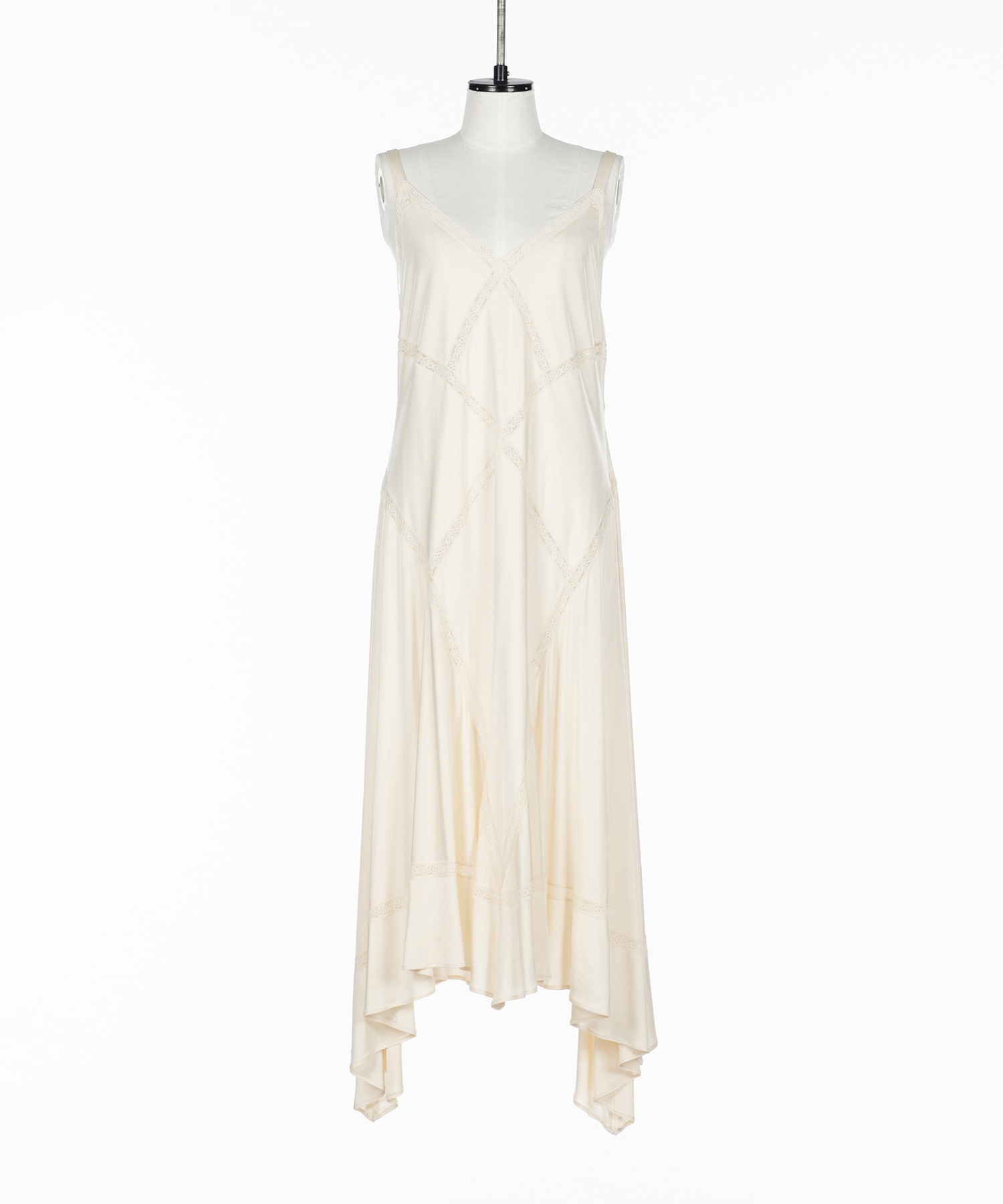 SATIN JERSEY LACE-TRIM SLIP DRESS