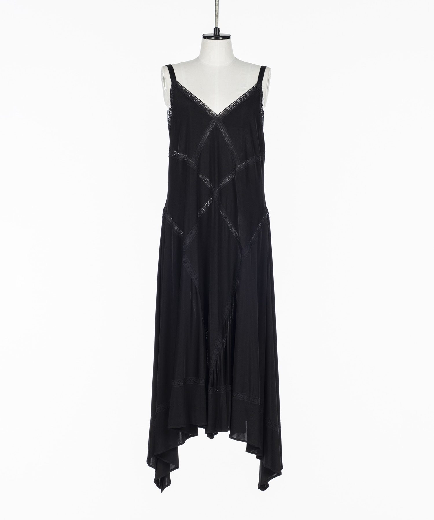 SATIN JERSEY LACE-TRIM SLIP DRESS