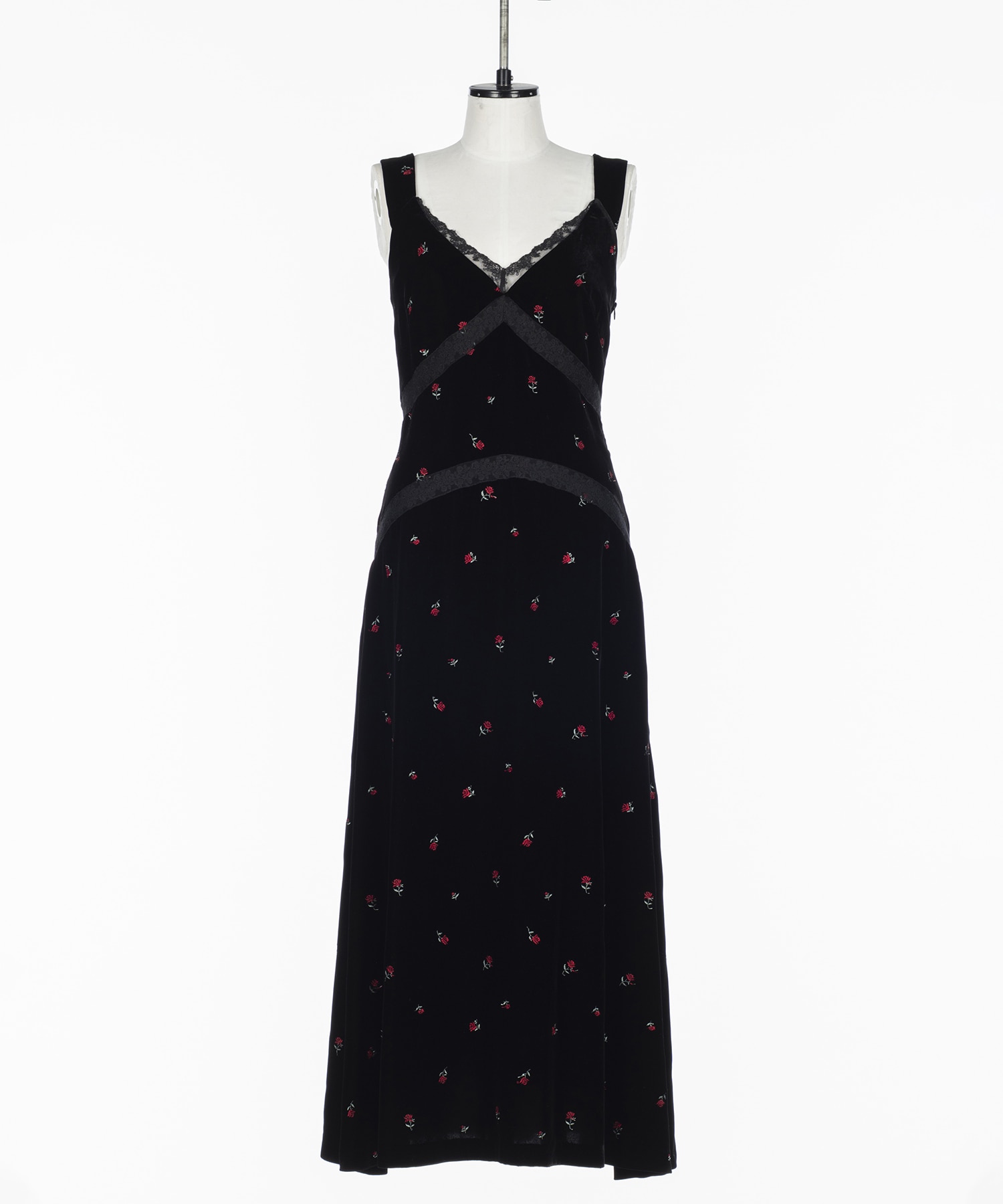 ROSE EMBROIDERED VELVET DRESS