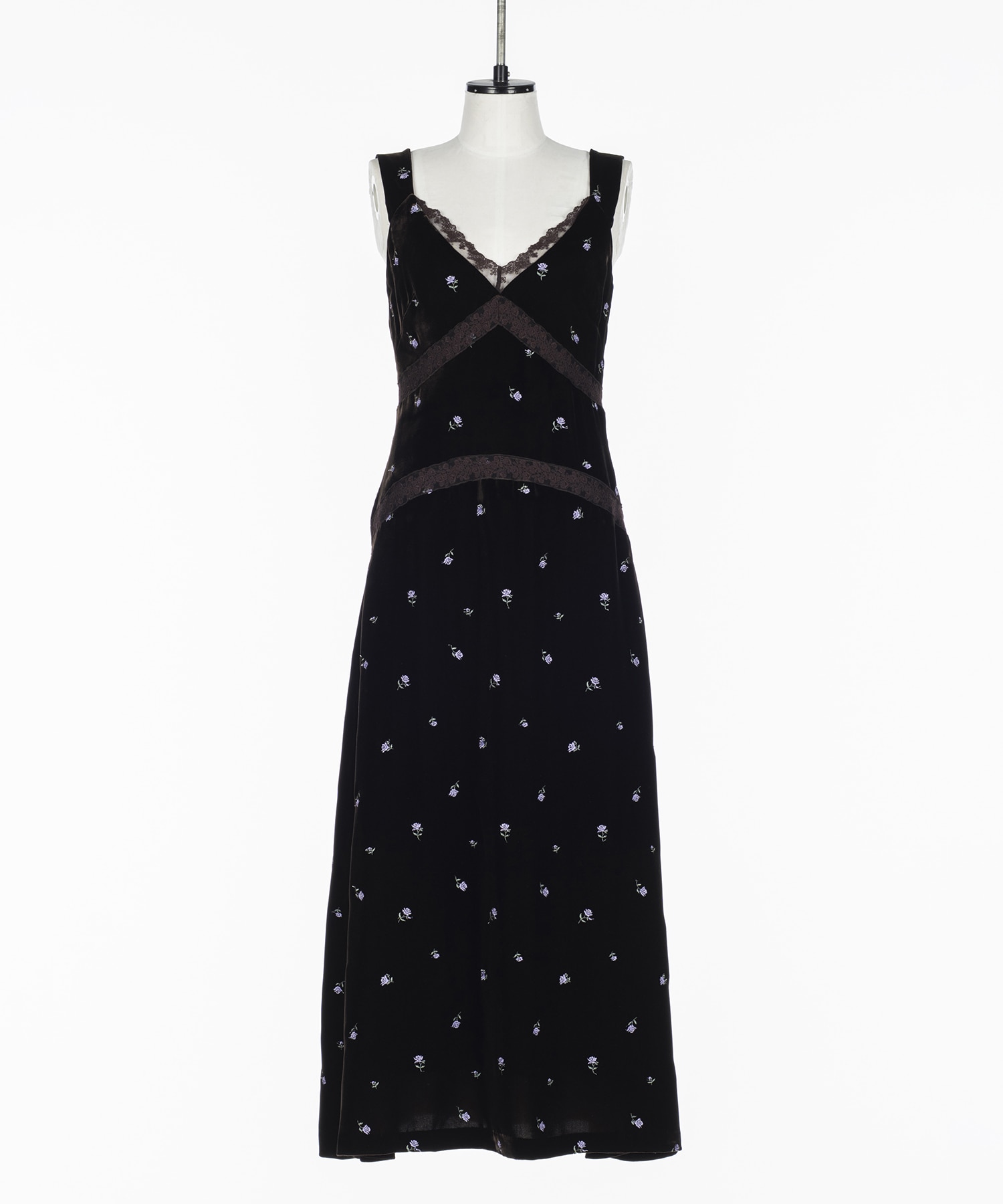 ROSE EMBROIDERED VELVET DRESS