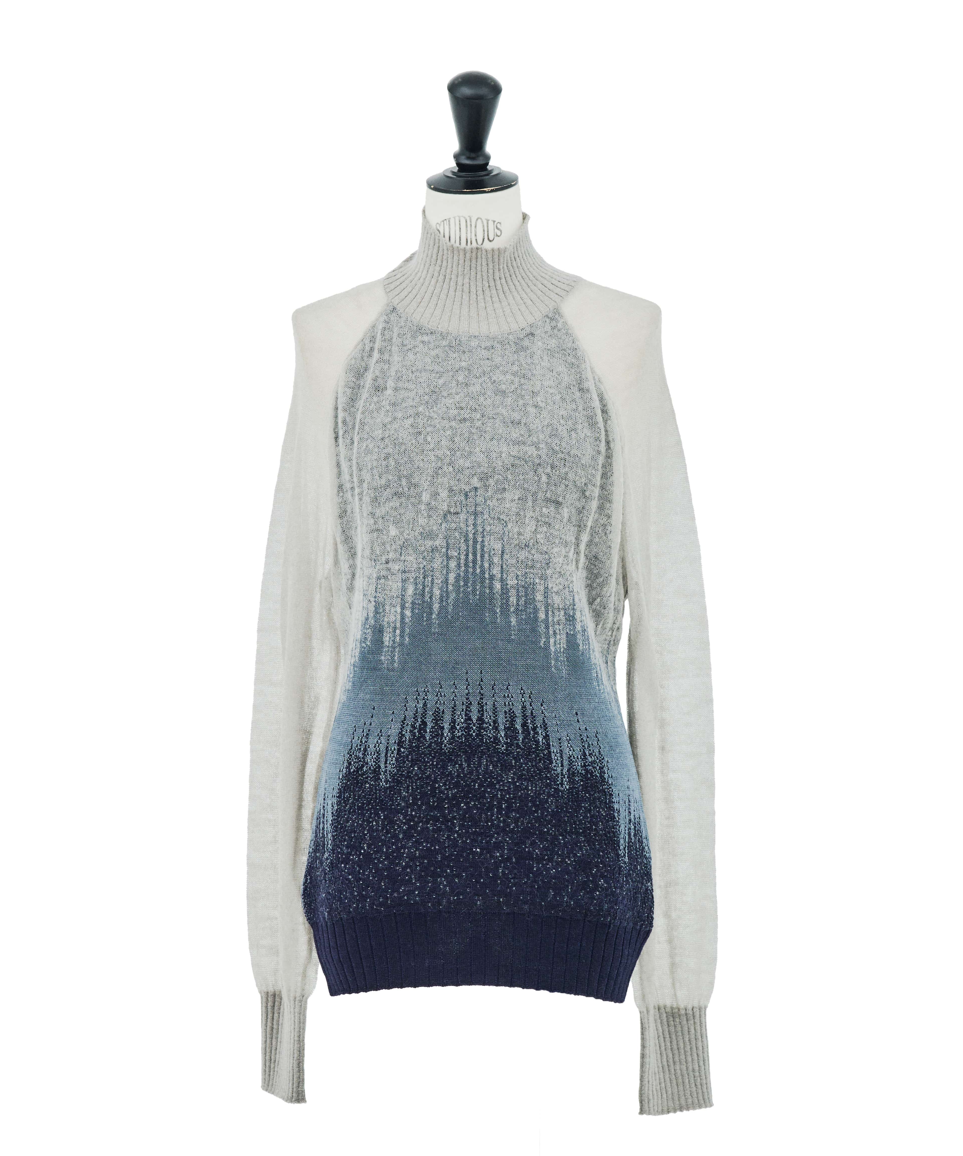 Sheer Jacquard High Neck Knit Top